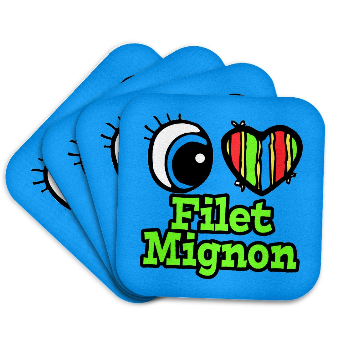 3dRose, Bright Eye Heart I Love Filet Mignon, Coaster and other Wholesale filet mignon for your store trending on Faire.