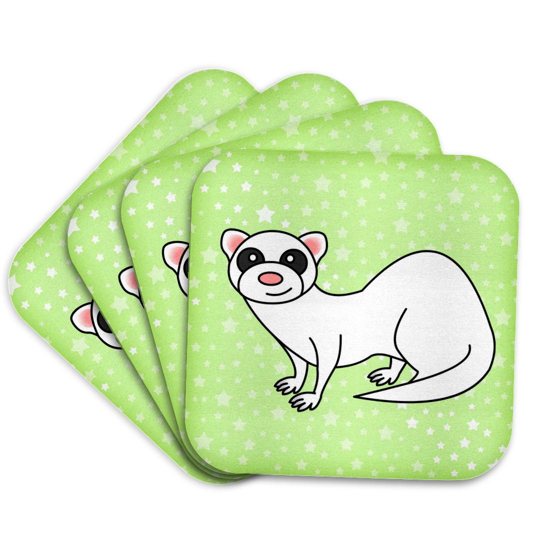 3dRose, Cute White Ferret Green Star Background, Coaster and other Wholesale helio ferretti for your store trending on Faire.