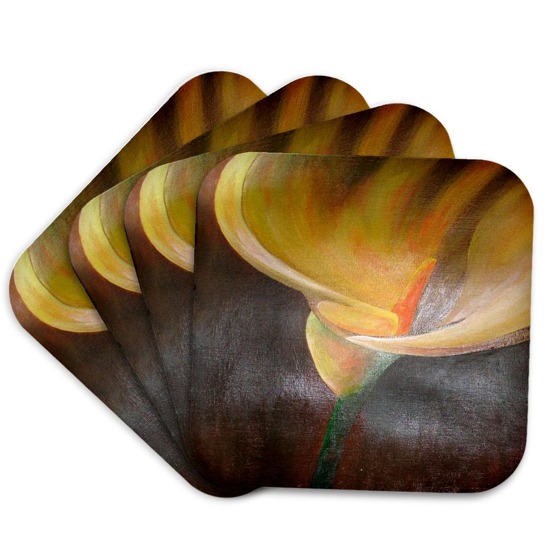 3dRose, Calla Lily A single Easter arum lily painted in a realistic style on a brown background, Coaster and other Wholesale the painted lily for your store trending on Faire.