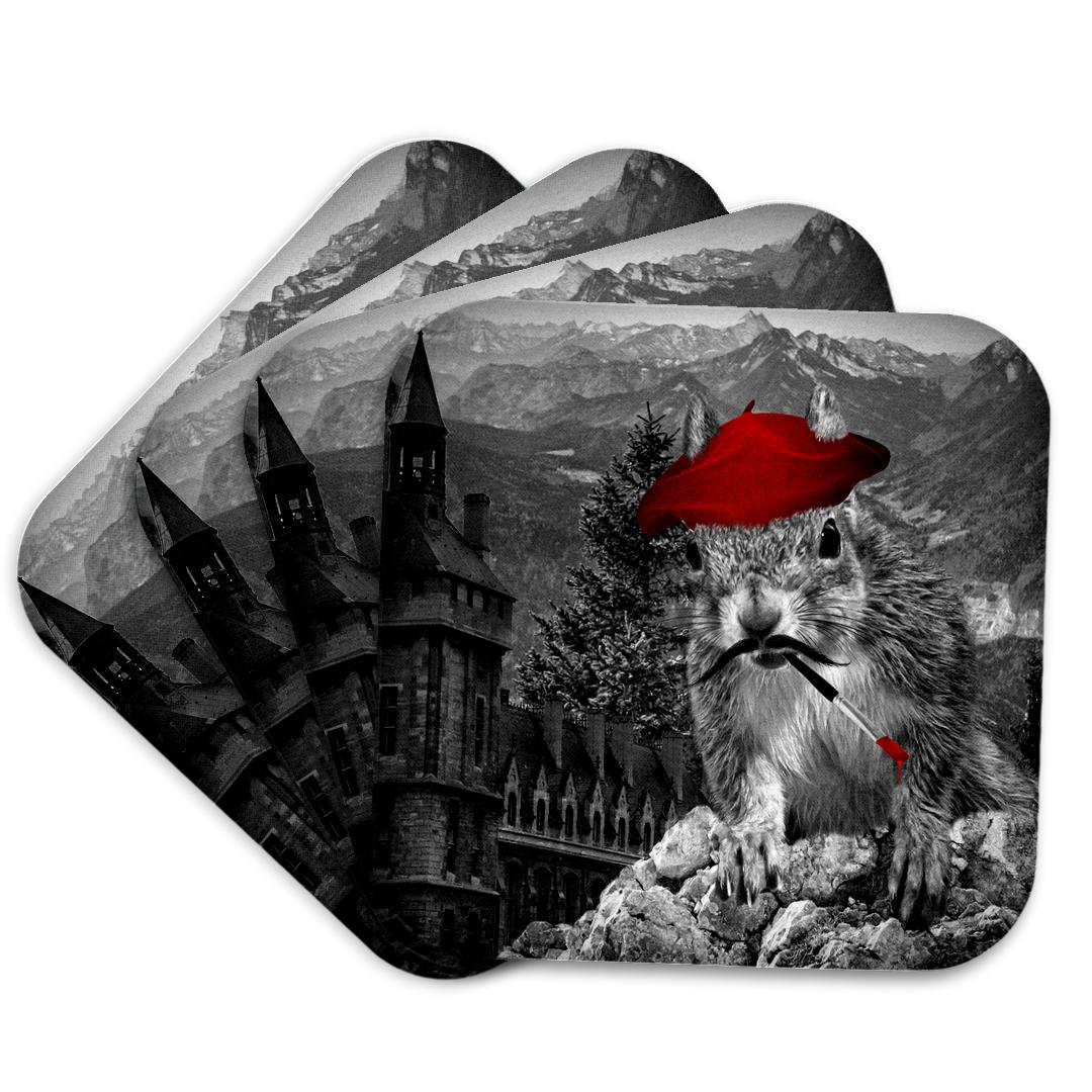 3dRose, French Painter Squirrel is funny and adorable in this zany digital composition, Coaster and other Wholesale french squirrel for your store trending on Faire.