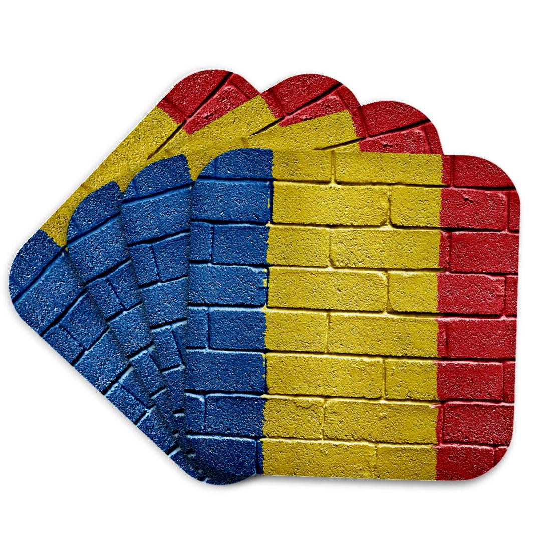 3dRose, drapeau national de la Roumanie peint sur un mur de briques roumain, dessous de verre et autres tendances Romania en vente B2B pour votre magasin sur Faire.