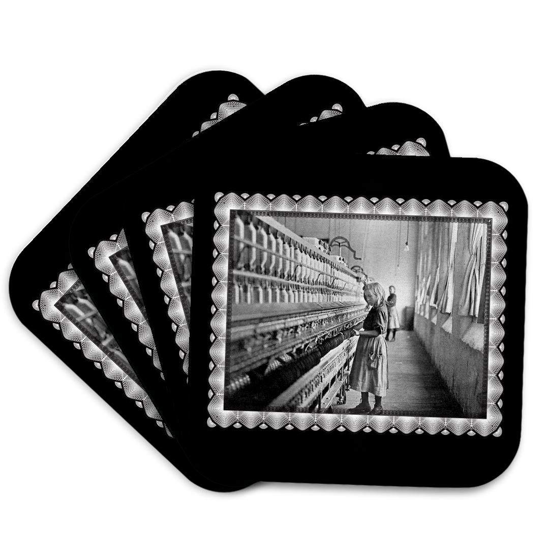3dRose, Carolina Cotton Mill, 1908 by Lewis W. Hine young Girl working in a Cotton Mill Factory, Coaster and other Wholesale high cotton coaster for your store trending on Faire.