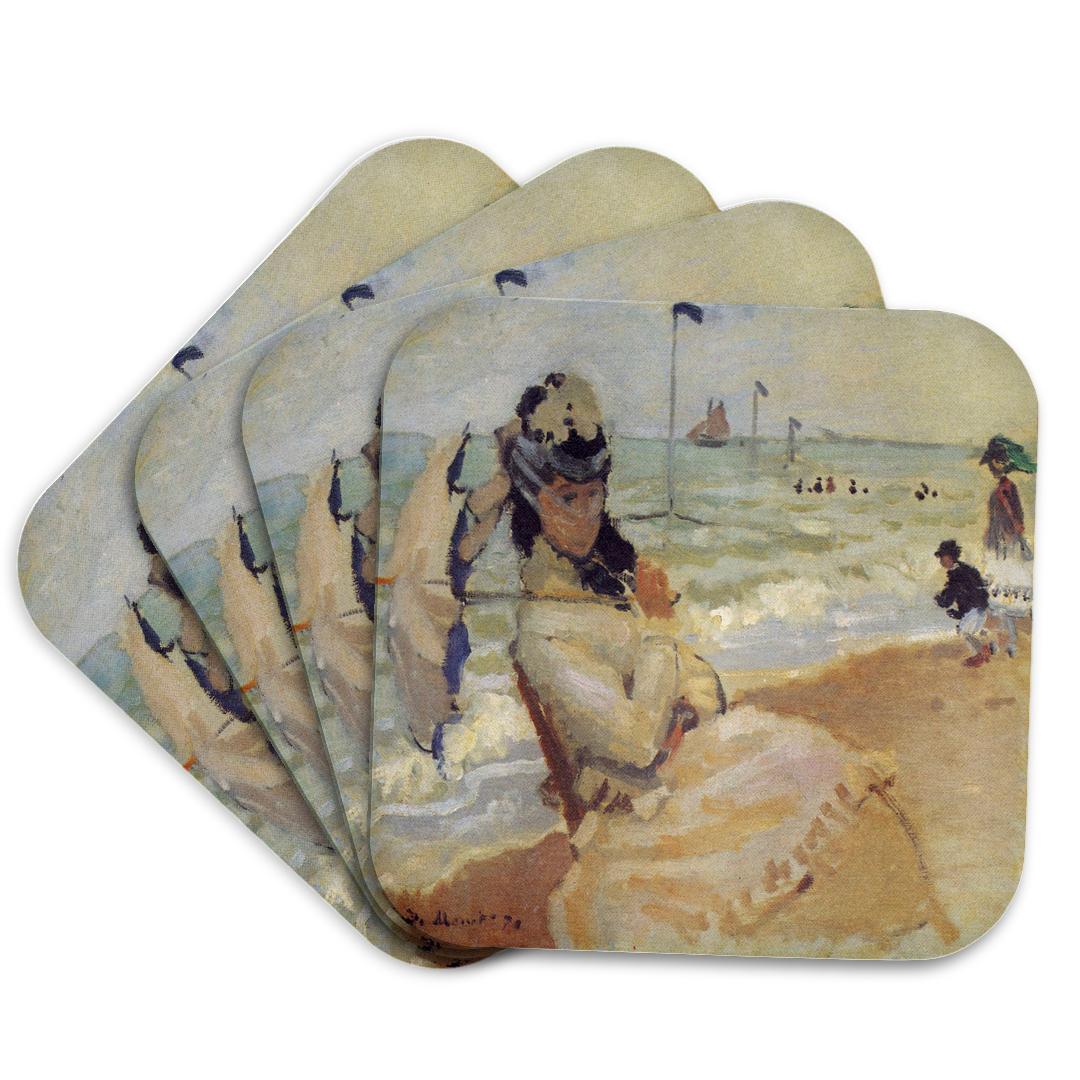 3dRose, Camille on the Beach at Trouville, Claude Monet Painting, 1870, PD-US, Coaster and other Wholesale cami monet for your store trending on Faire.
