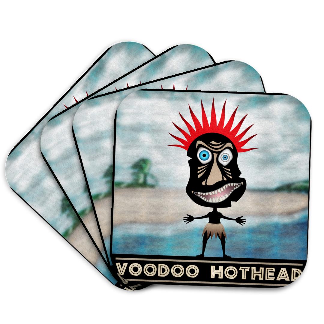 3dRose, VooDoo Red Head villageois vaudou à tête rouge avec masque tribal debout dans un environnement tropical, dessous de verre et autres tendances Villager en vente B2B pour votre magasin sur Faire.