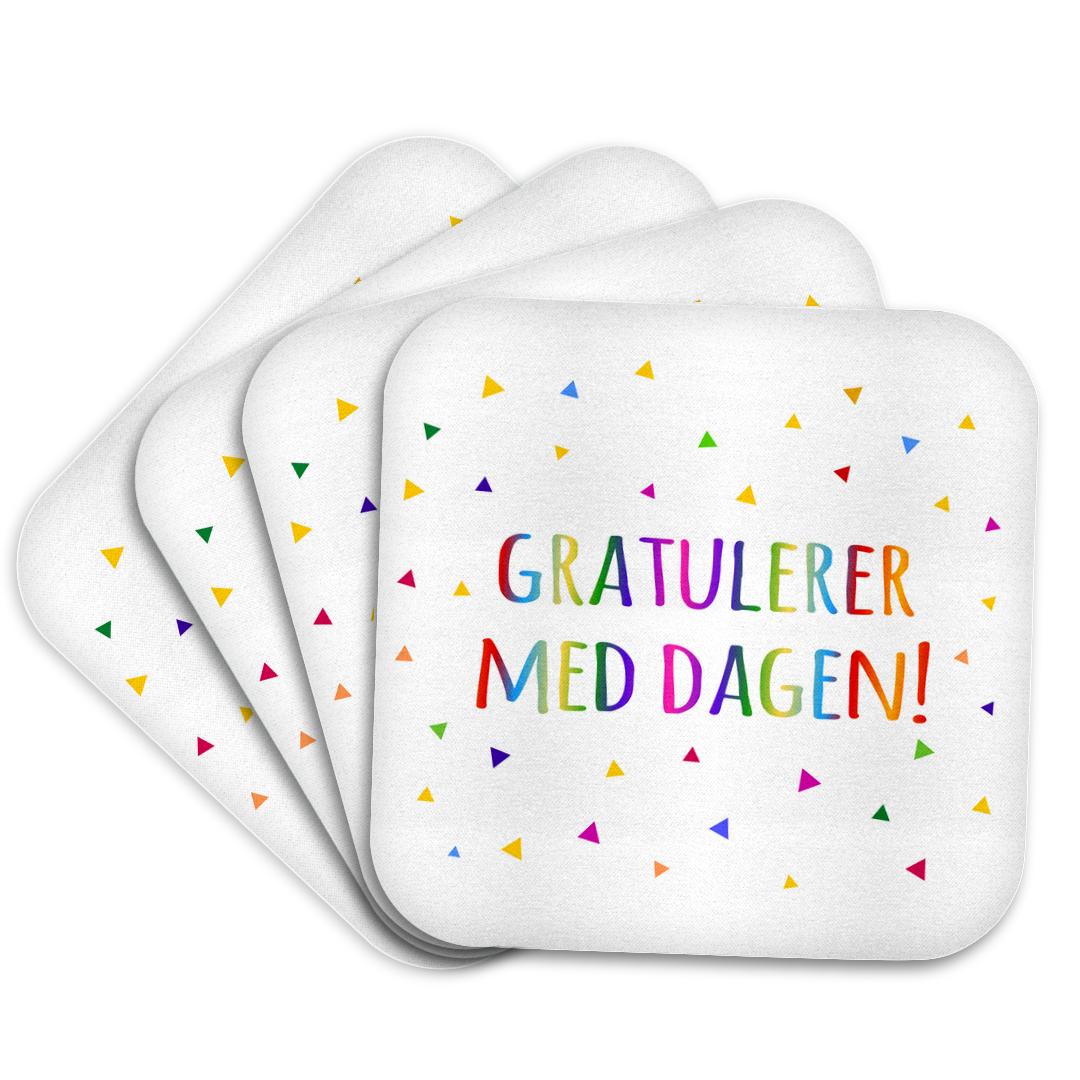 3dRose, Gratulerer med dagen Happy Birthday in Norwegian colorful rainbow text, Coaster and other Wholesale naturally med for your store trending on Faire.