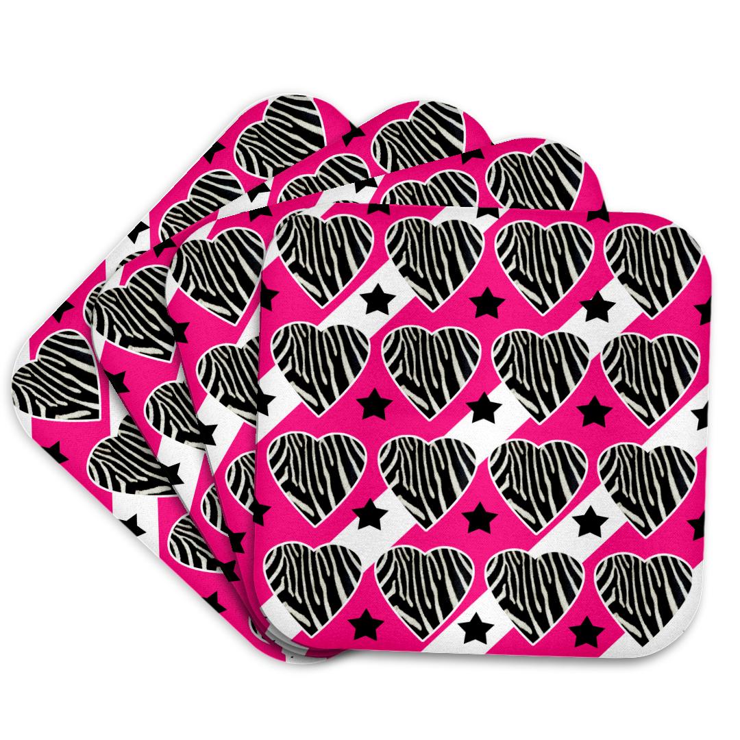3dRose, punk rockabilly zèbre imprimé rose, blanc et noir, dessous de verre et autres tendances Rockabilly en vente B2B pour votre magasin sur Faire.