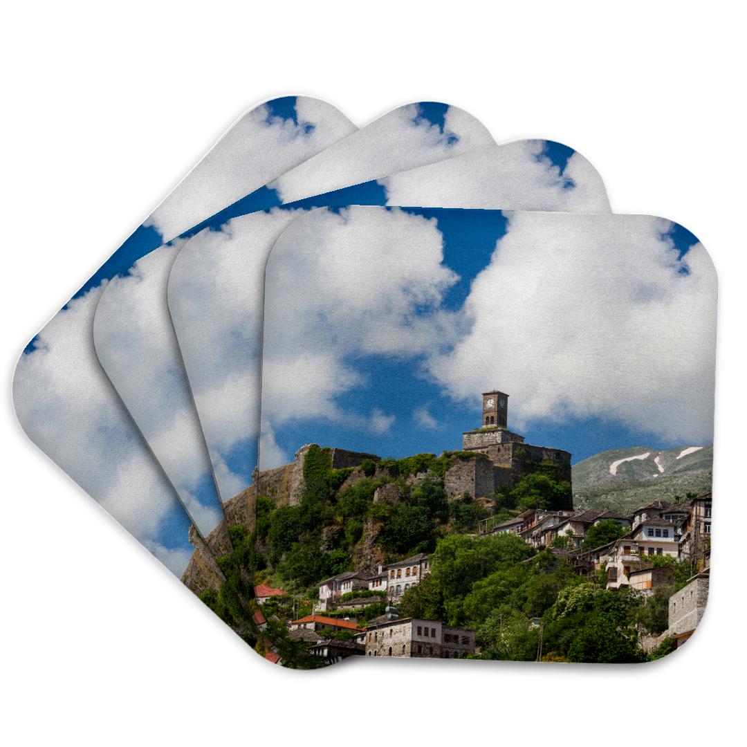 3dRose, Albania, Gjirokastra, elevated view of town and castle, Coaster and other Wholesale albast for your store trending on Faire.