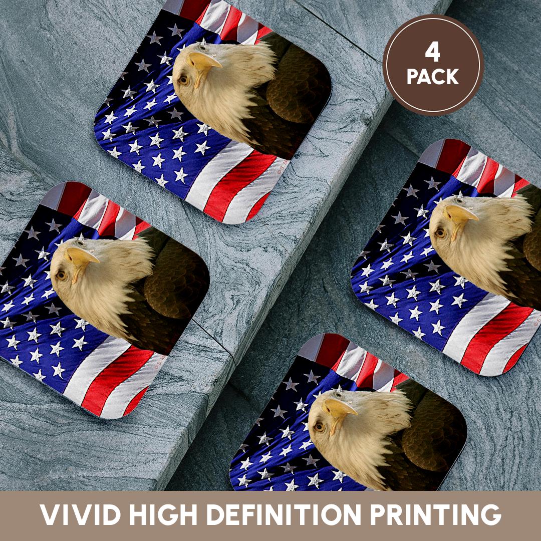 3dRose, Bald Eagle and American Flag, Coaster - Picture 20 of 35