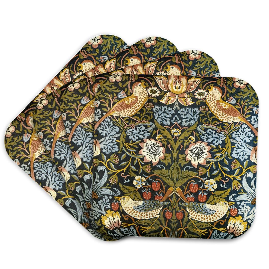 3dRose, William Morris Strawberry Thief Pattern, Coaster - Picture 15 of 35