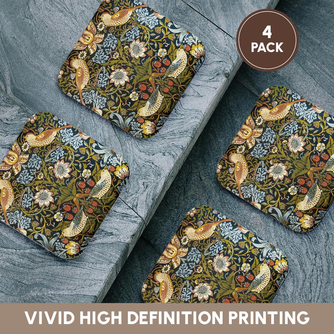 3dRose, William Morris Strawberry Thief Pattern, Coaster - Picture 20 of 35