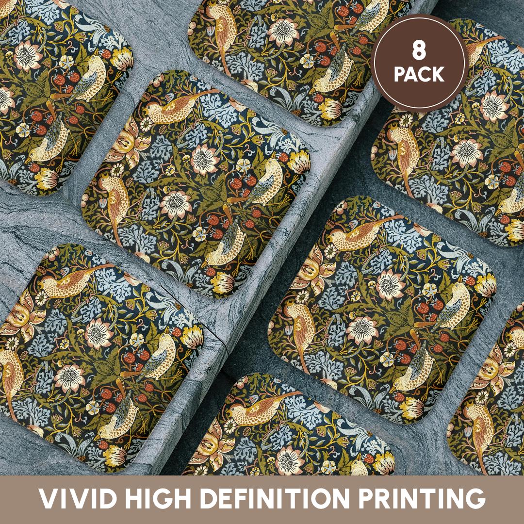 3dRose, William Morris Strawberry Thief Pattern, Coaster - Picture 27 of 35