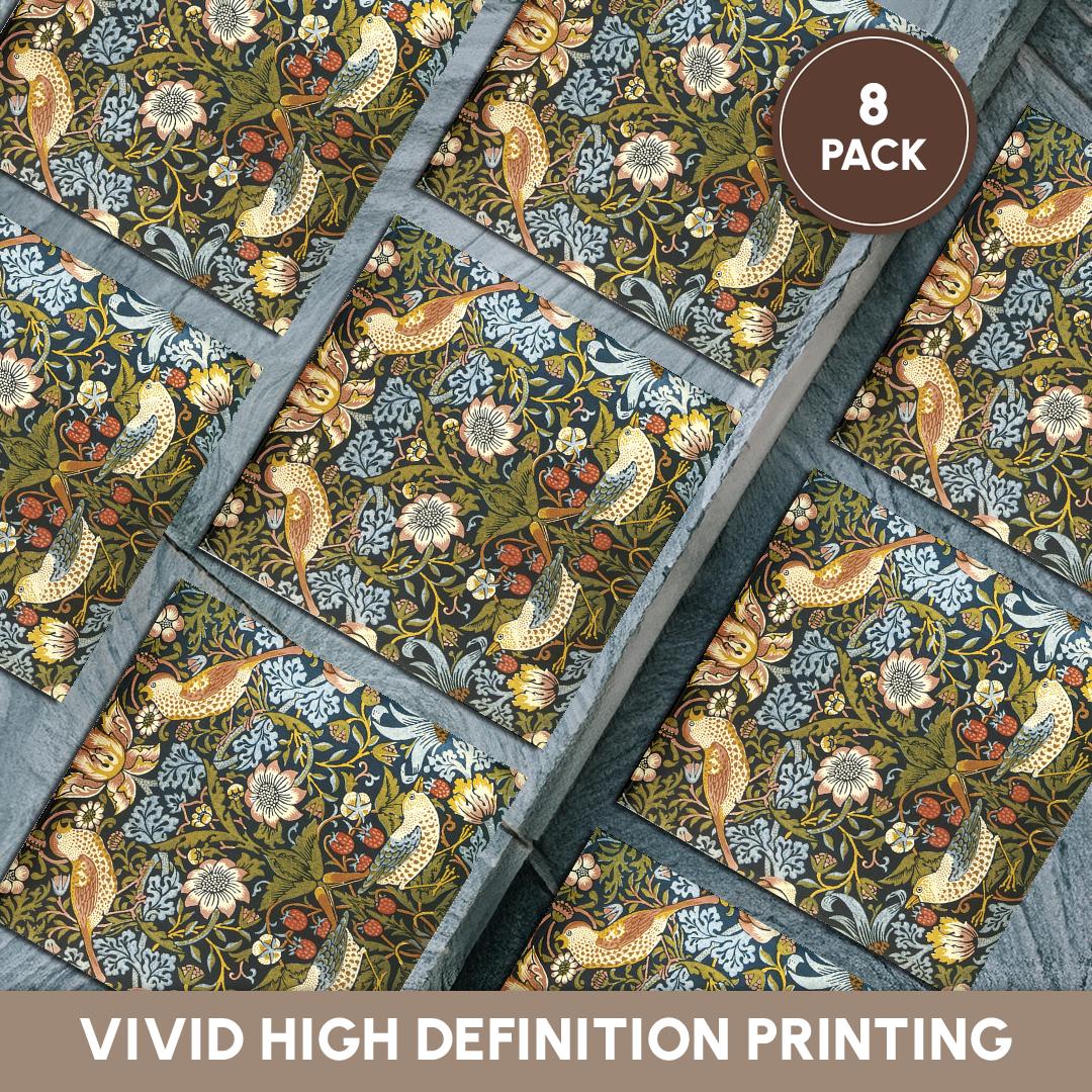 3dRose, William Morris Strawberry Thief Pattern, Coaster - Picture 34 of 35