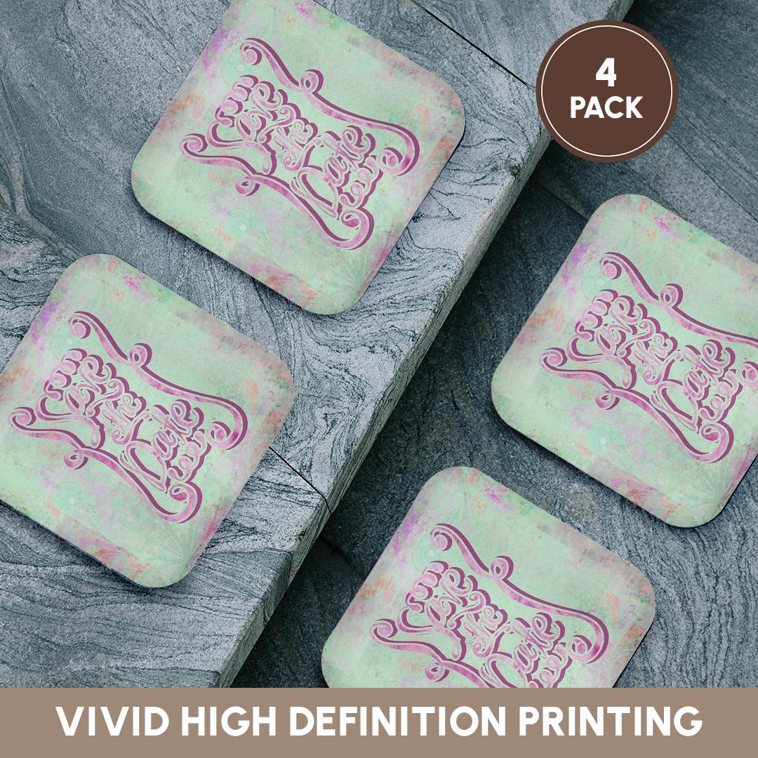 3dRose Andrea Haase Inspirational Typography - Save The Date Watercolor Typography Art - Coasters