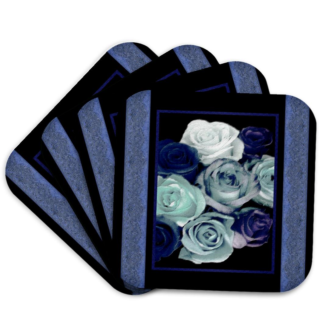 3dRose, Dreamy hues of blue roses with soft blue damask ribbon trim, Coaster and other Wholesale blue rose for your store trending on Faire.