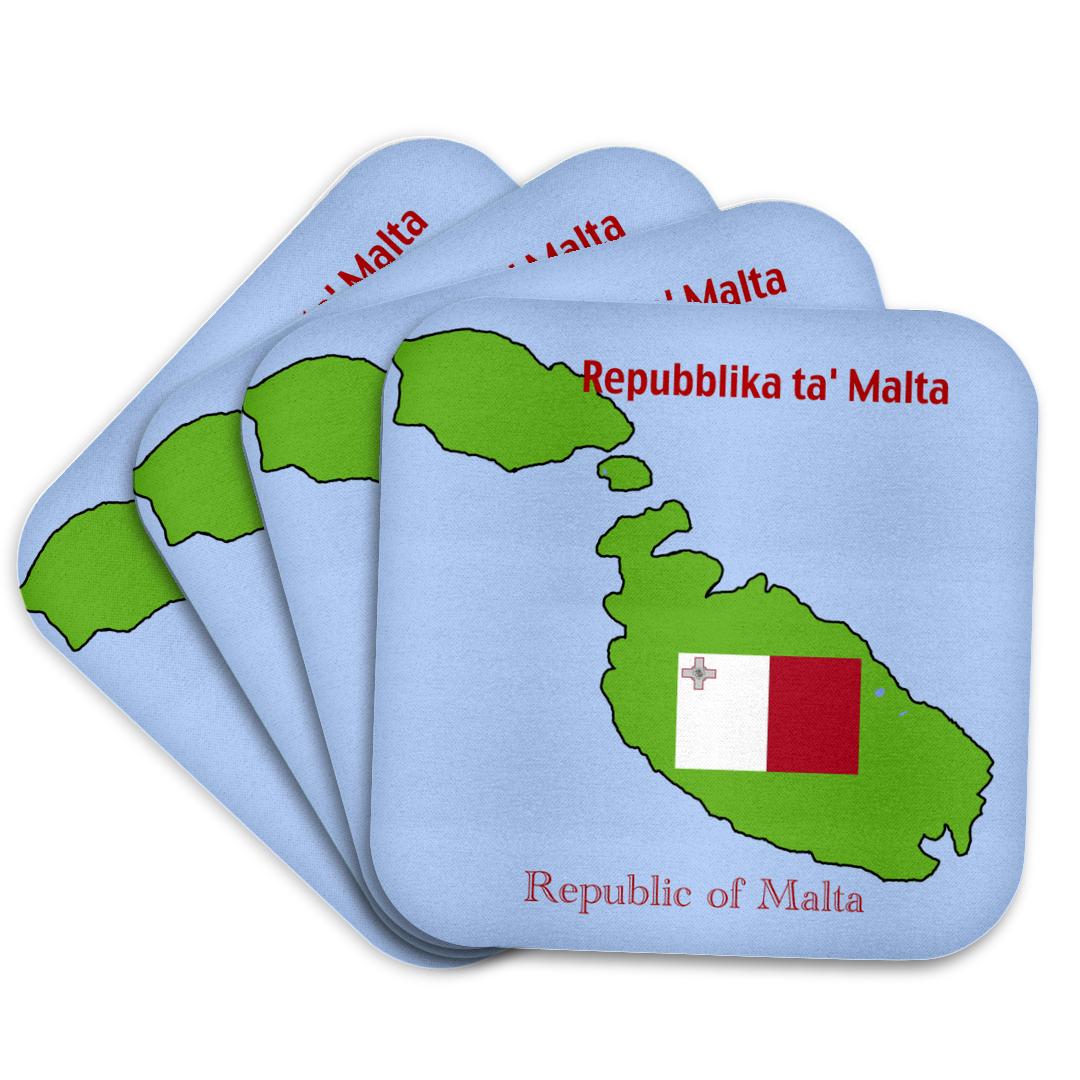 3dRose, la carte et le drapeau de Malte avec « Republic of Malta » imprimé en anglais et en maltais, sous-verre et autres tendances Malta en vente B2B pour votre magasin sur Faire.