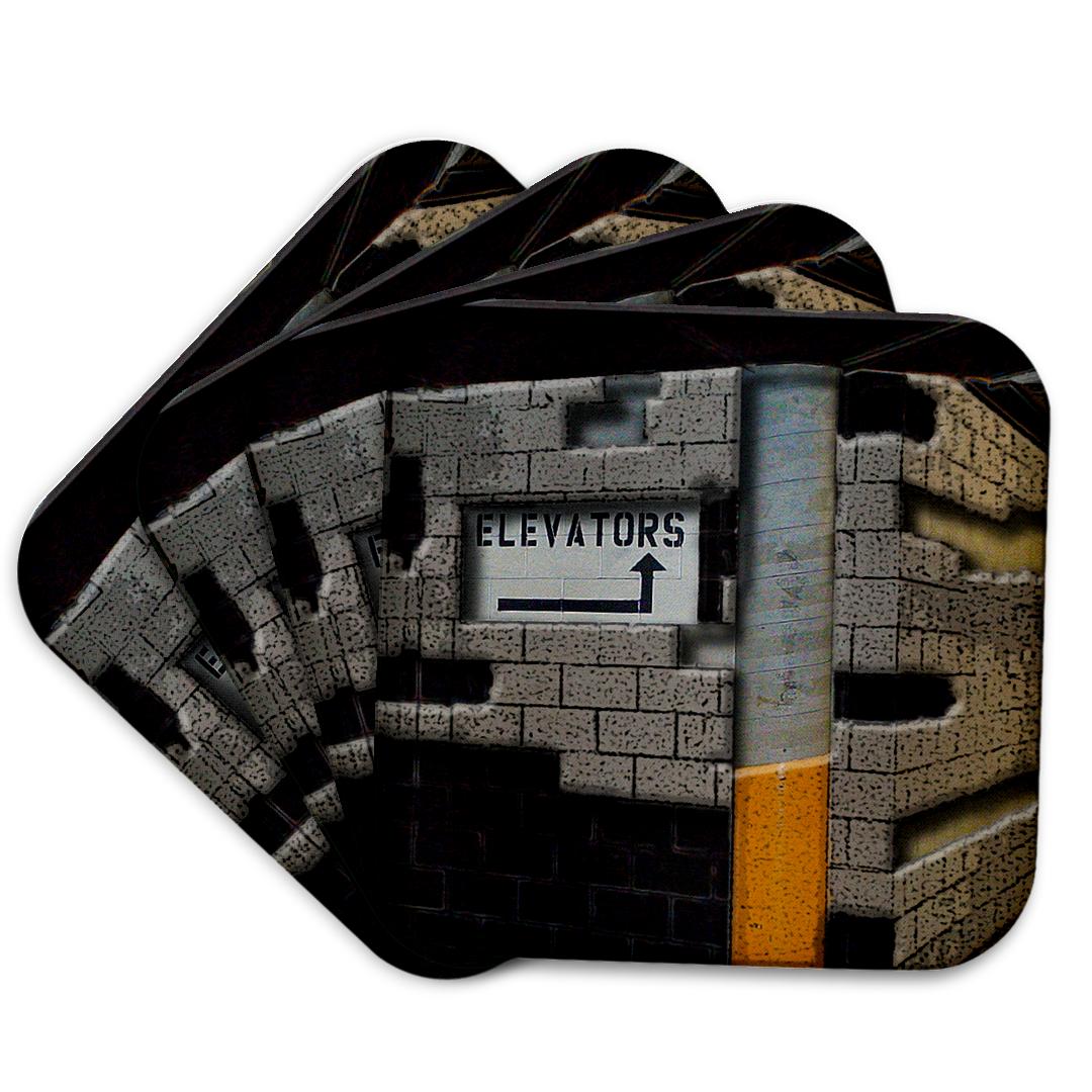 3dRose, The Elevator Sign in a Parking Garage Done in Different Textures and Layers, Coaster and other Wholesale grain elevator for your store trending on Faire.