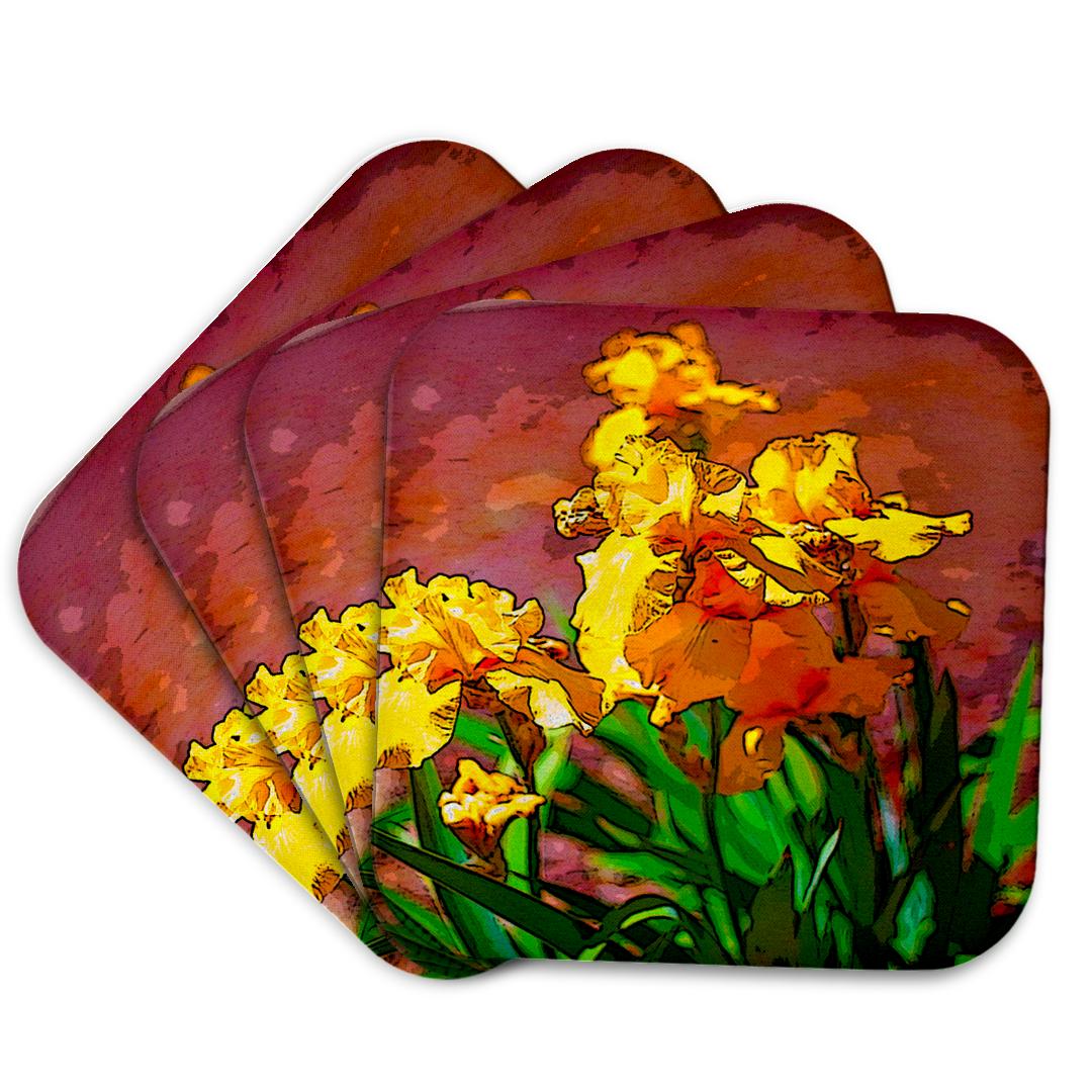 3dRose, Pretty Yellow Flowers with Green Leaves Done in a Watercolor Paint Like Finish on a Rust Stucco, Coaster and other Wholesale stucco material for your store trending on Faire.