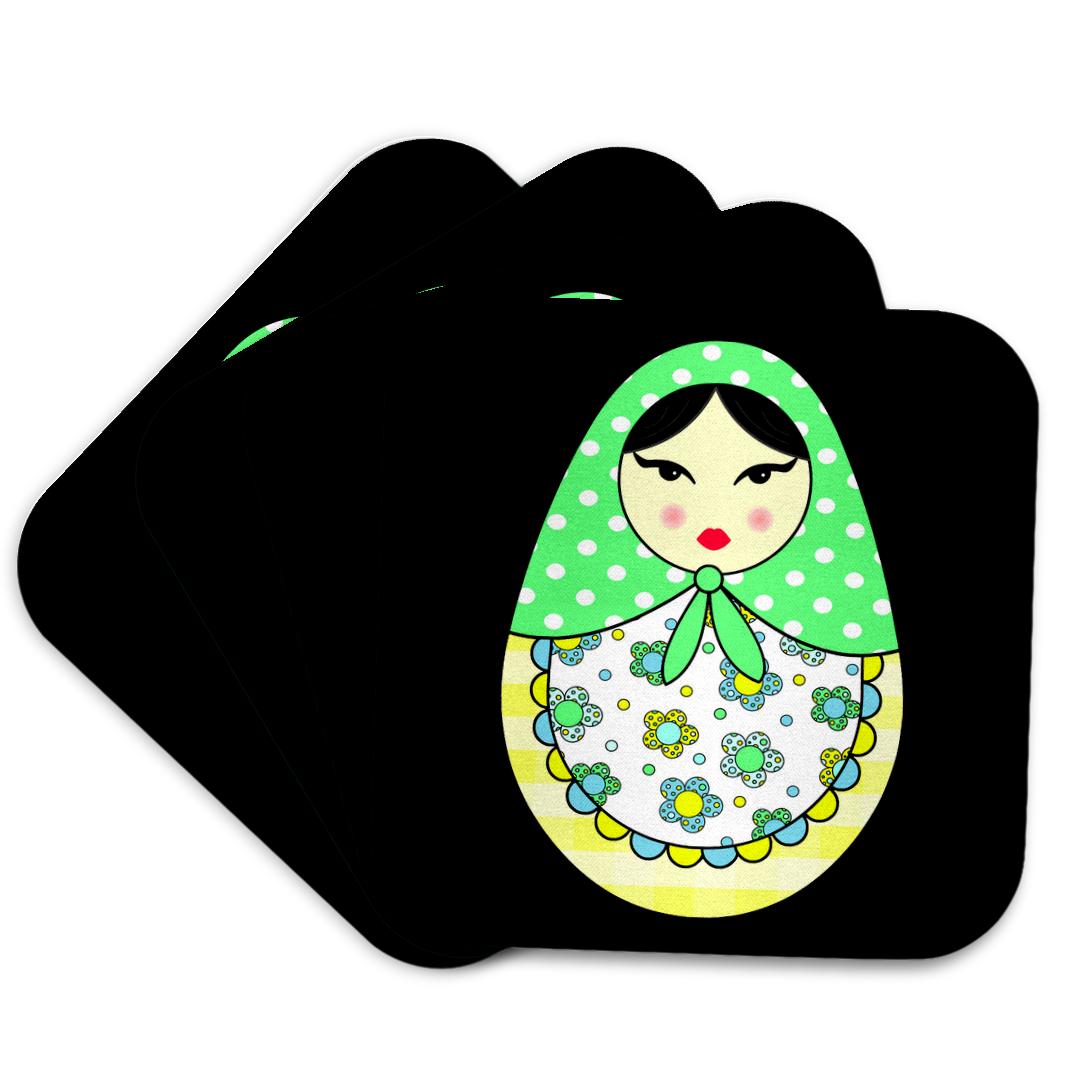 3dRose, Cute Russian Matryoshka Nesting Doll Black Hair - Cool Colors Black, Coaster and other Wholesale russian nesting dolls for your store trending on Faire.