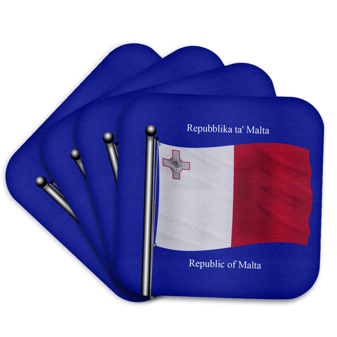 3dRose, le drapeau de Malte sur fond bleu avec «Republic of Malta» en anglais et en maltais, sous-verre et autres tendances Malta en vente B2B pour votre magasin sur Faire.