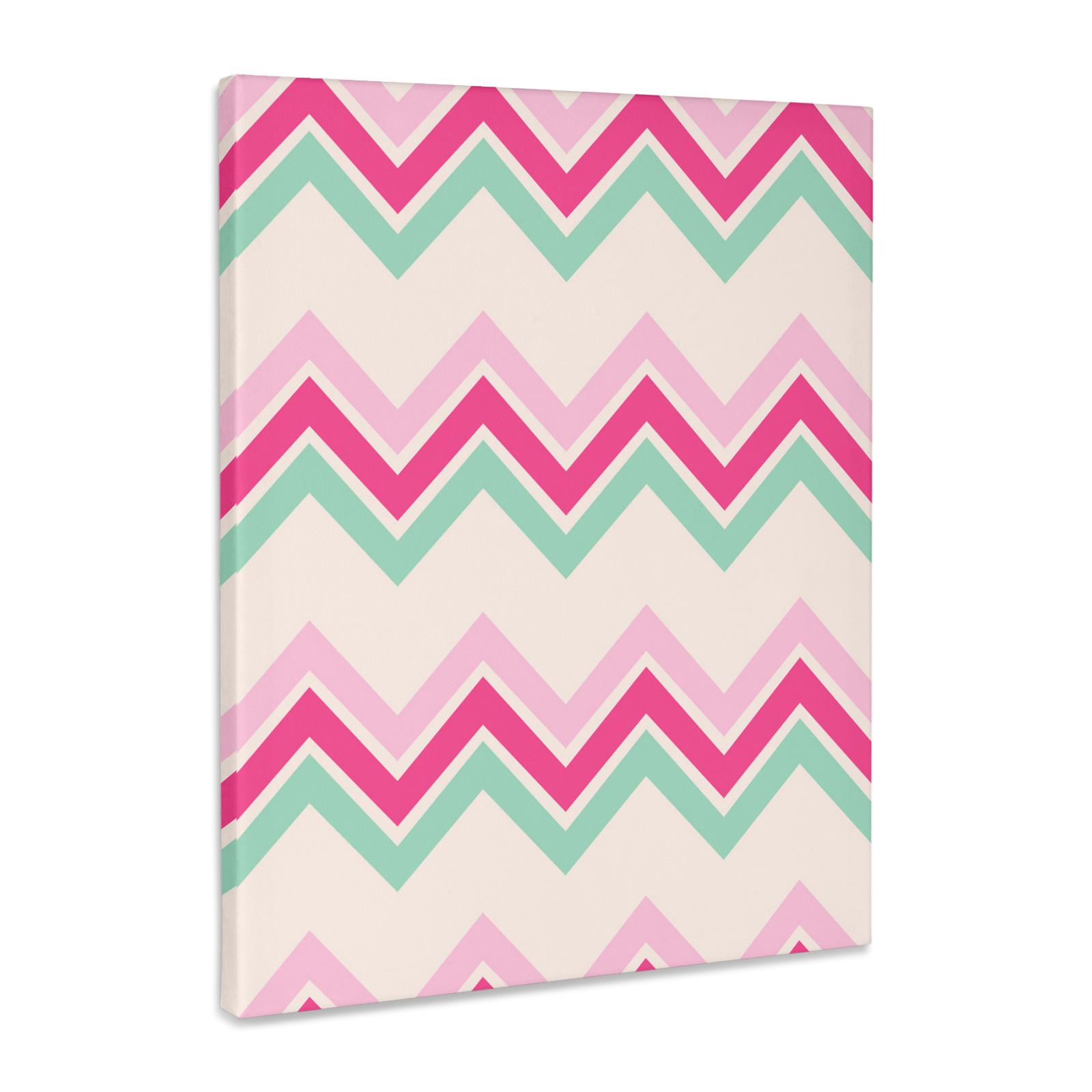 3dRose, Pink, Mint Green, and White Chevron Stripes, Museum Grade Canvas Wrap for wholesale by 3dRose