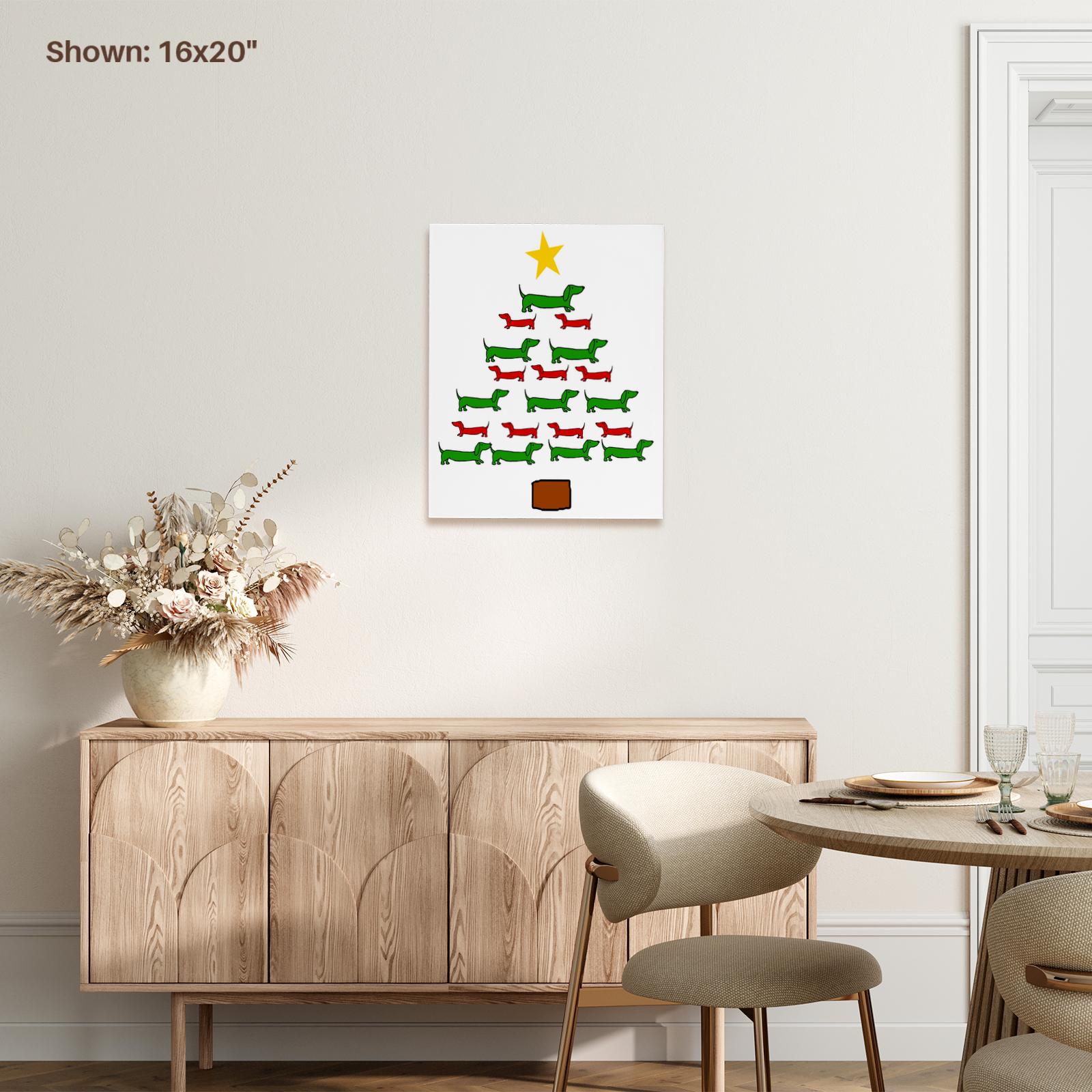 Funny Cute Dachshund Puppy Dog Christmas Tree Holiday, Museum Grade Canvas Wrap - Picture 14 of 21