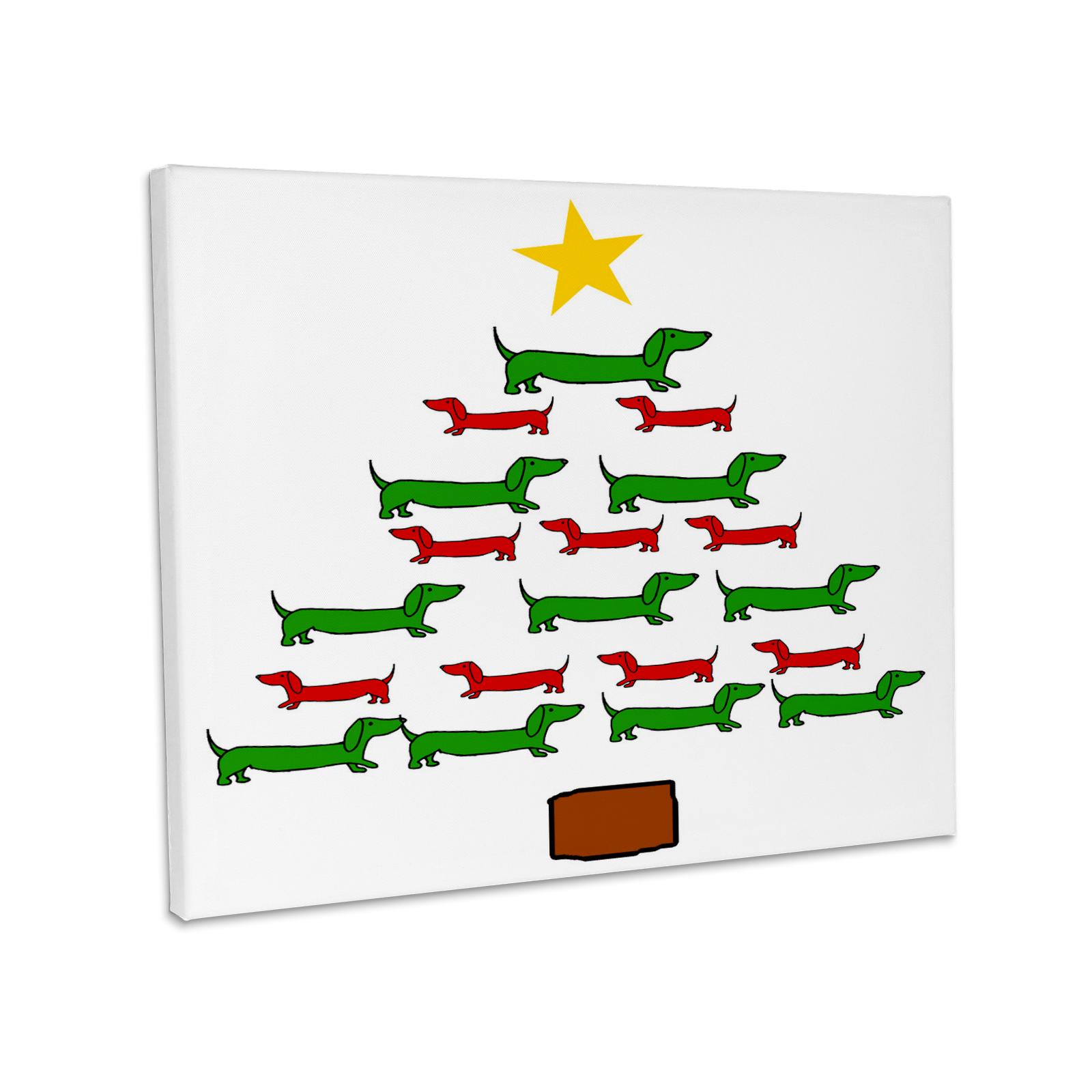 Funny Cute Dachshund Puppy Dog Christmas Tree Holiday, Museum Grade Canvas Wrap - Picture 8 of 21