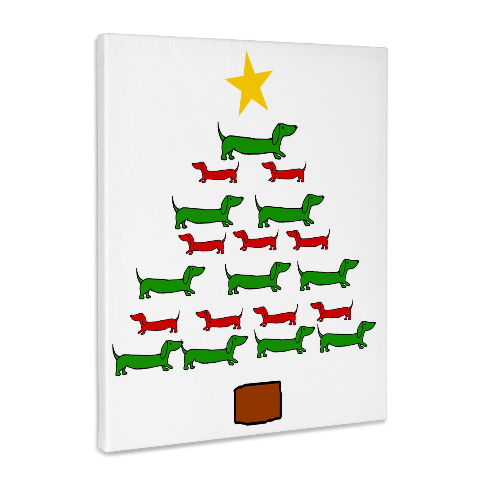 Funny Cute Dachshund Puppy Dog Christmas Tree Holiday, Museum Grade Canvas Wrap - Picture 15 of 21