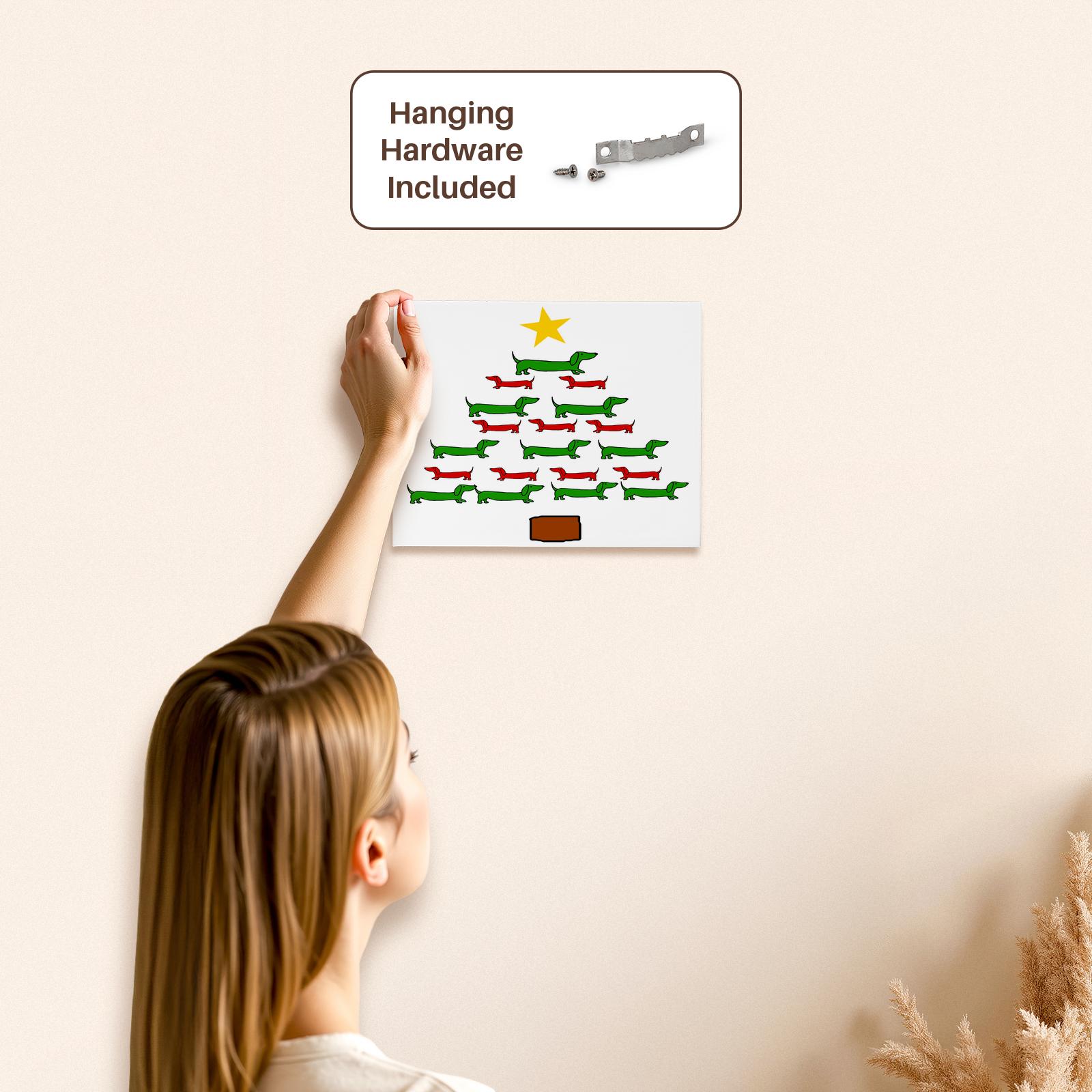 Funny Cute Dachshund Puppy Dog Christmas Tree Holiday, Museum Grade Canvas Wrap - Picture 12 of 21
