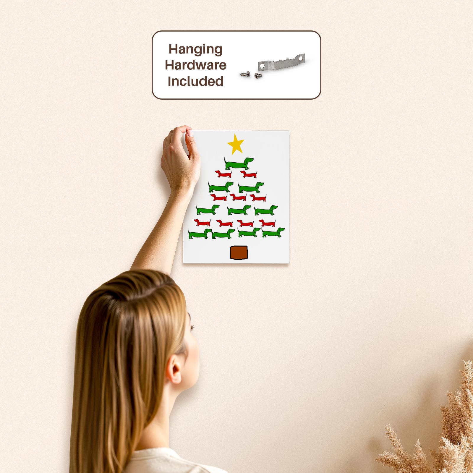 Funny Cute Dachshund Puppy Dog Christmas Tree Holiday, Museum Grade Canvas Wrap - Picture 19 of 21