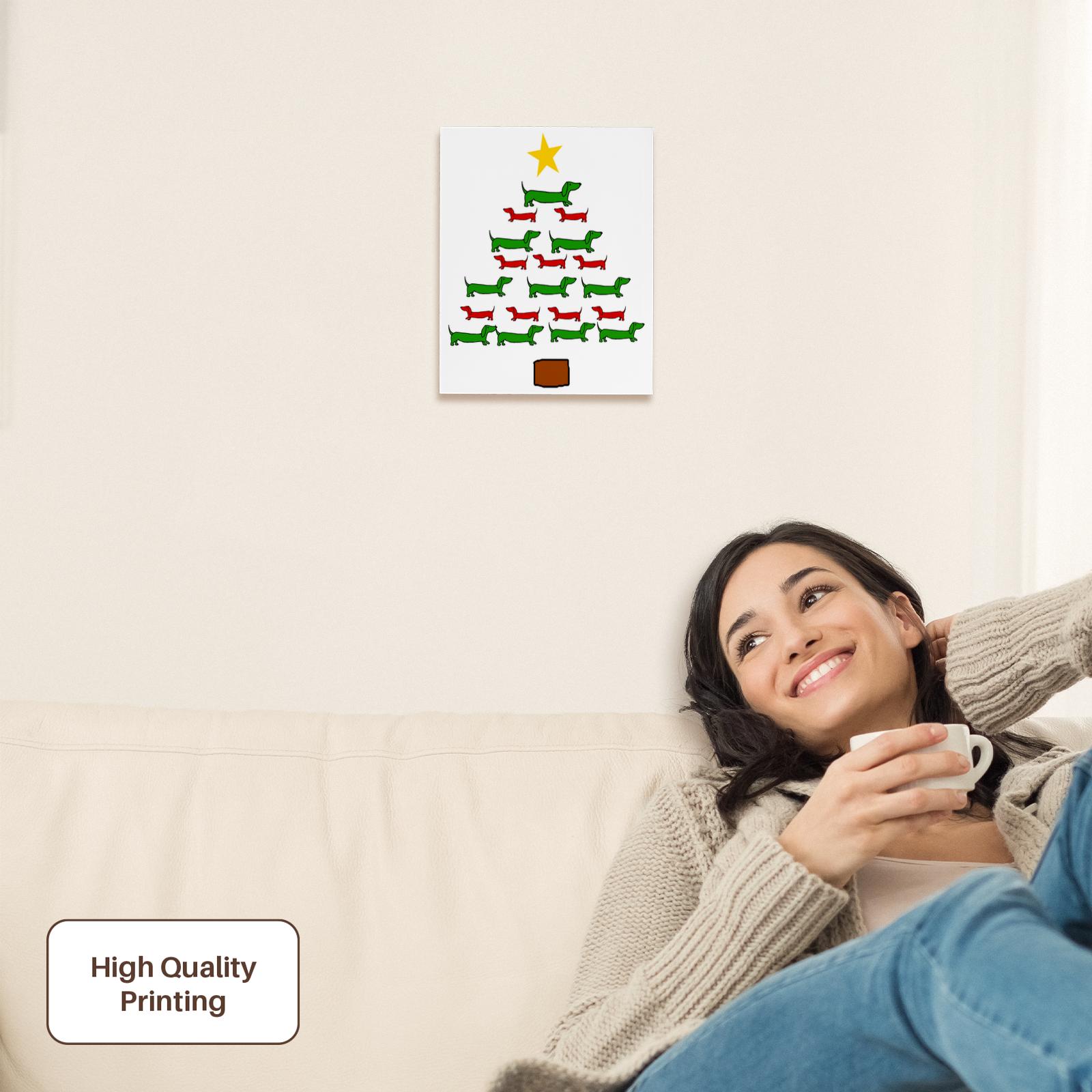Funny Cute Dachshund Puppy Dog Christmas Tree Holiday, Museum Grade Canvas Wrap - Picture 16 of 21