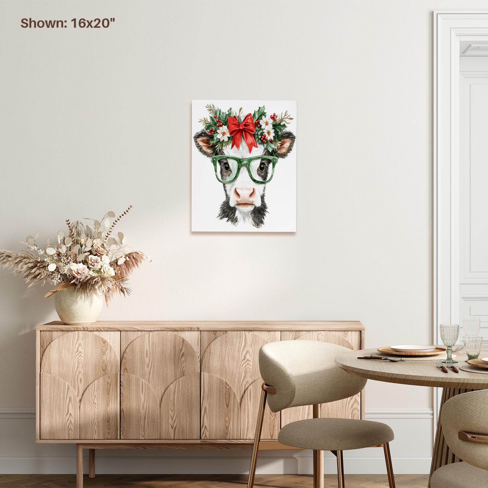 3dRose, Cute Black and White Christmas Cow In Glasses, Museum Grade Canvas Wrap - Picture 14 of 21