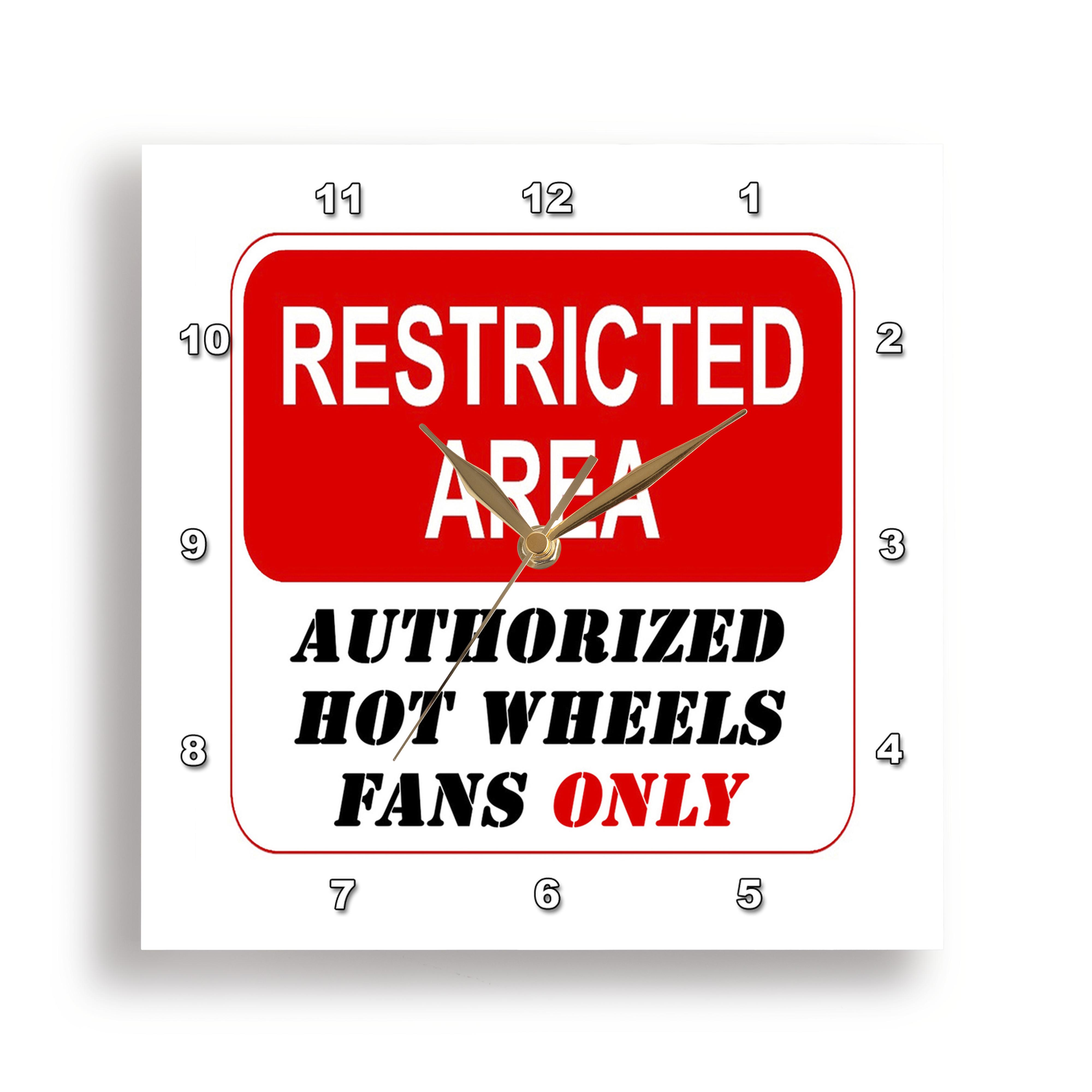 3dRose, Restricted Area Authorized Hot Wheels Fans Only sign, Wall Clock - Imagen 15 de 28