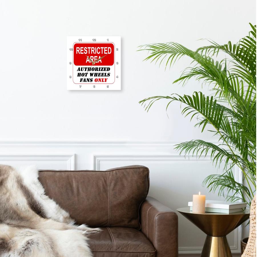 3dRose, Restricted Area Authorized Hot Wheels Fans Only sign, Wall Clock - Imagen 9 de 28