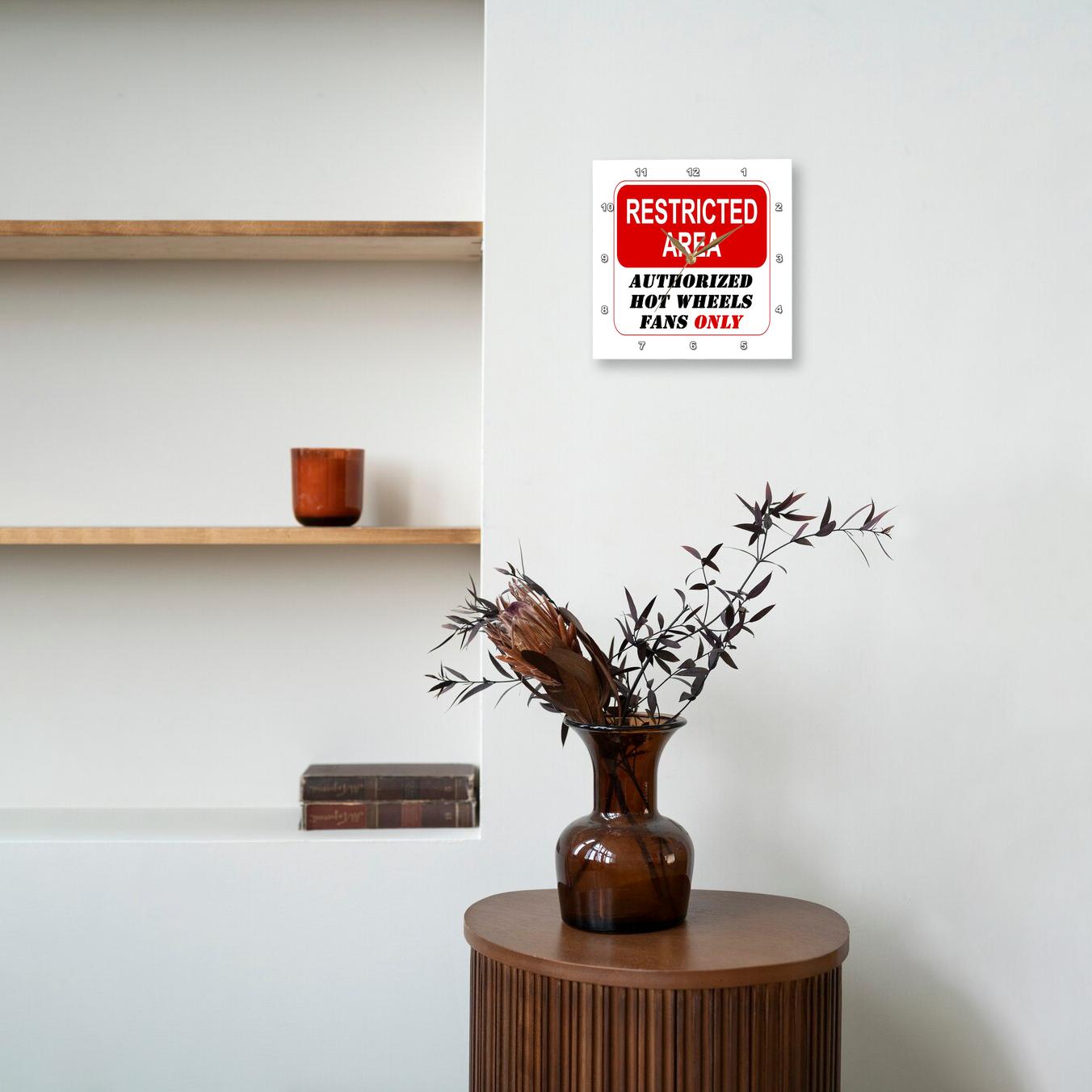 3dRose, Restricted Area Authorized Hot Wheels Fans Only sign, Wall Clock - Imagen 14 de 28