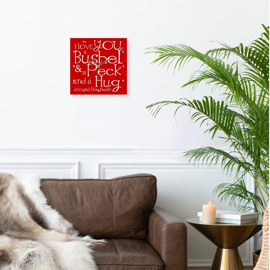 3dRose, I love you a bushel and a peck. Red., Wall Clock - Imagen 9 de 28