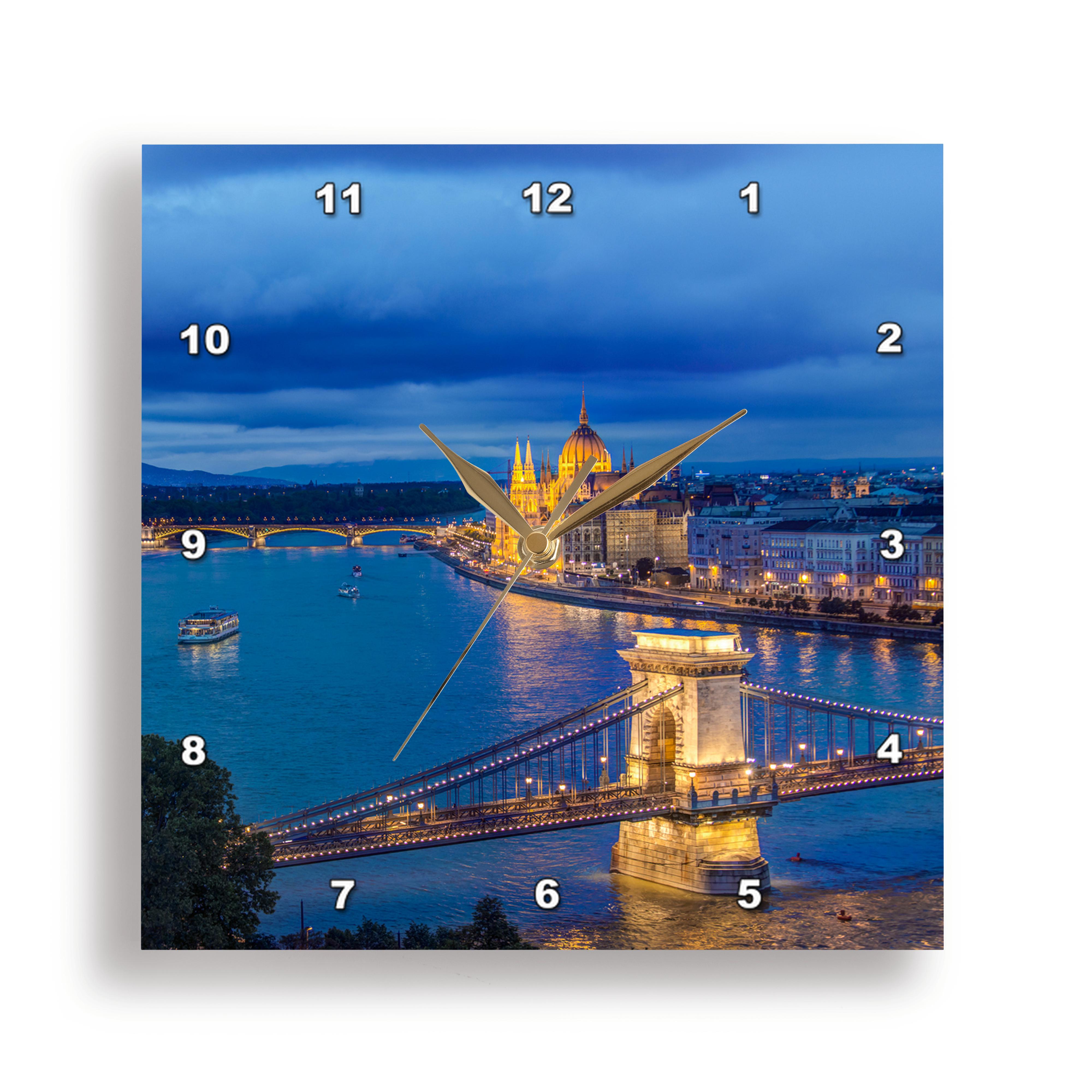 3dRose, Hungary, Budapest, Twilight Danube., Wall Clock - Picture 15 of 28