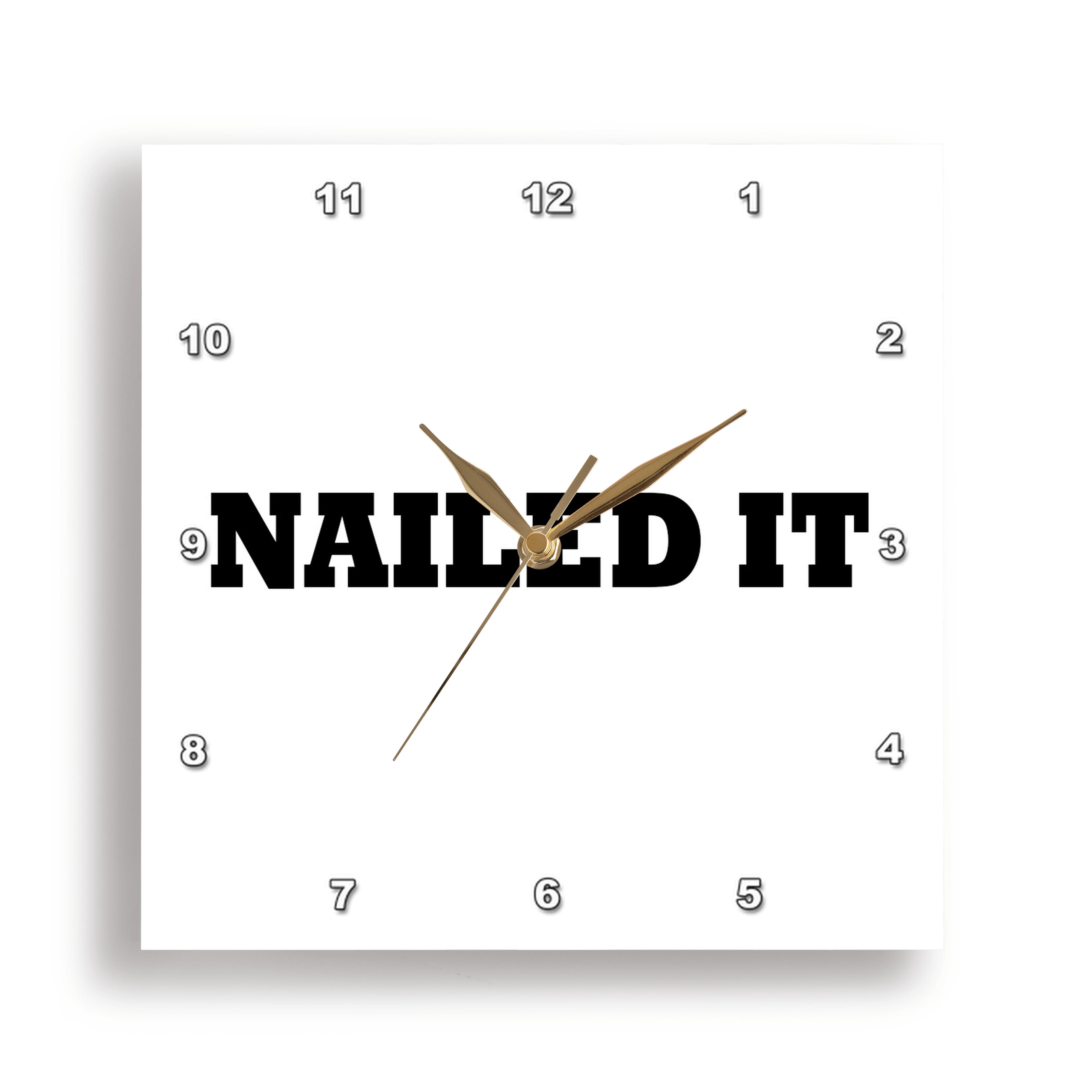 3dRose, NAILED IT, BLACK TEXT ON WHITE BACKGROUND, Wall Clock - Picture 15 of 28