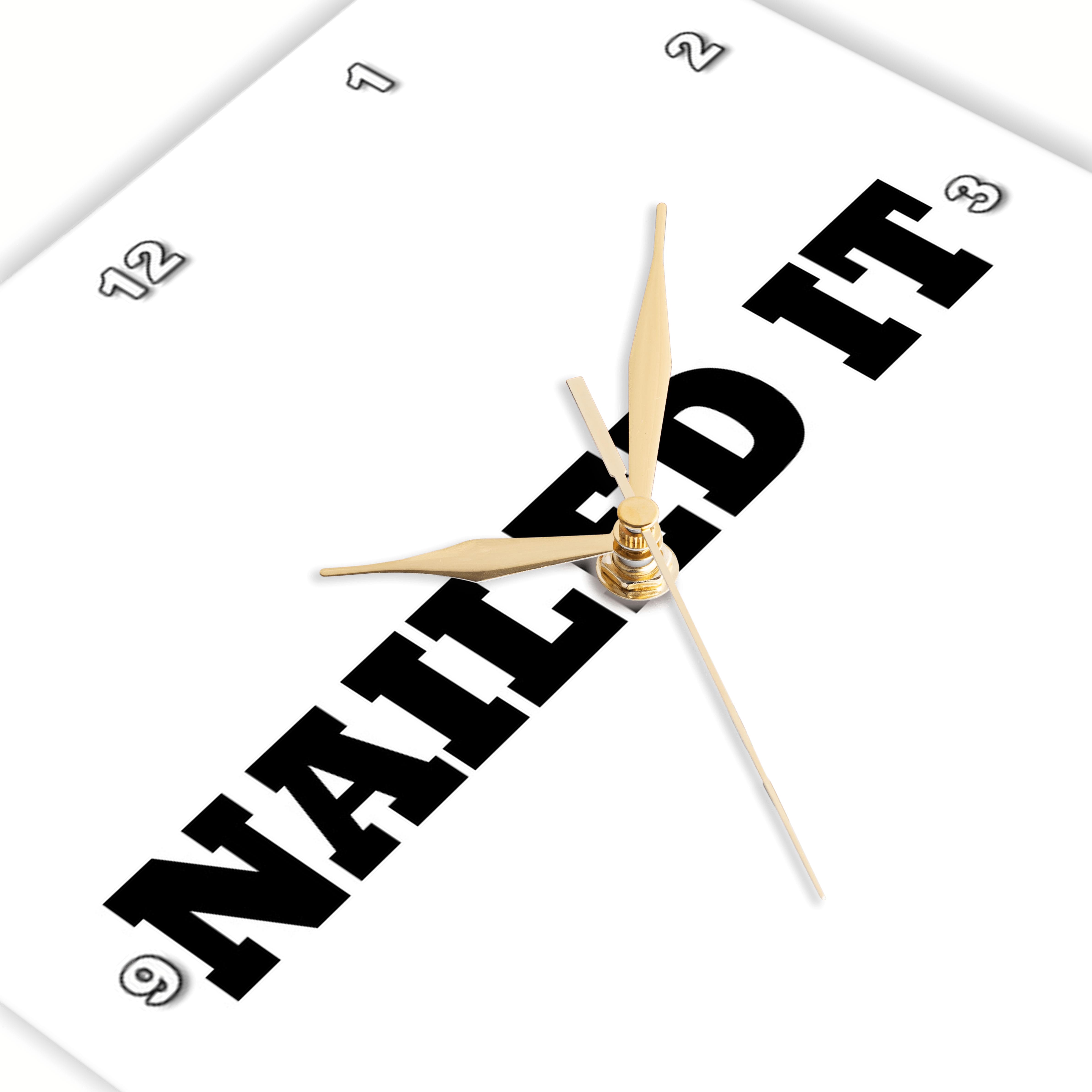 3dRose, NAILED IT, BLACK TEXT ON WHITE BACKGROUND, Wall Clock - Picture 10 of 28