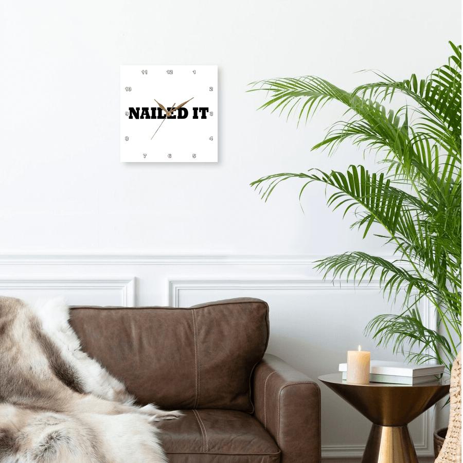 3dRose, NAILED IT, BLACK TEXT ON WHITE BACKGROUND, Wall Clock - Picture 9 of 28