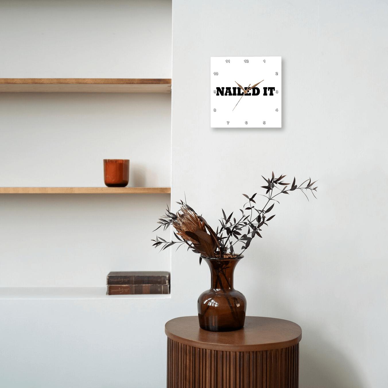 3dRose, NAILED IT, BLACK TEXT ON WHITE BACKGROUND, Wall Clock - Picture 14 of 28