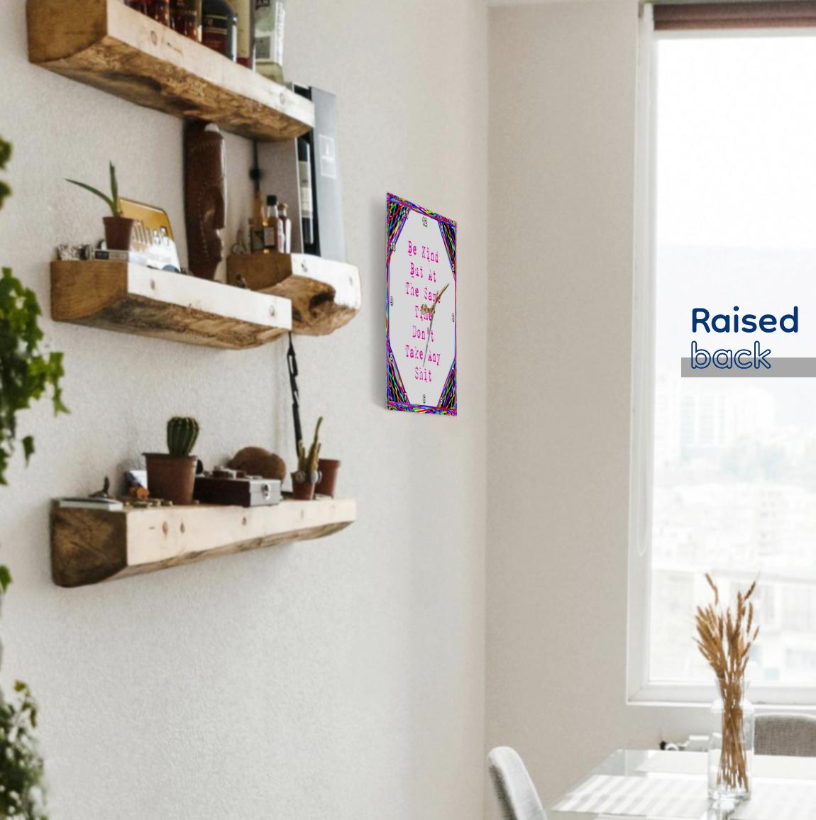 3dRose Cassie Peters Four Letter Words - Be Kind But at The Same Time Don’t Take Any Shit, Abstract - Wall Clocks