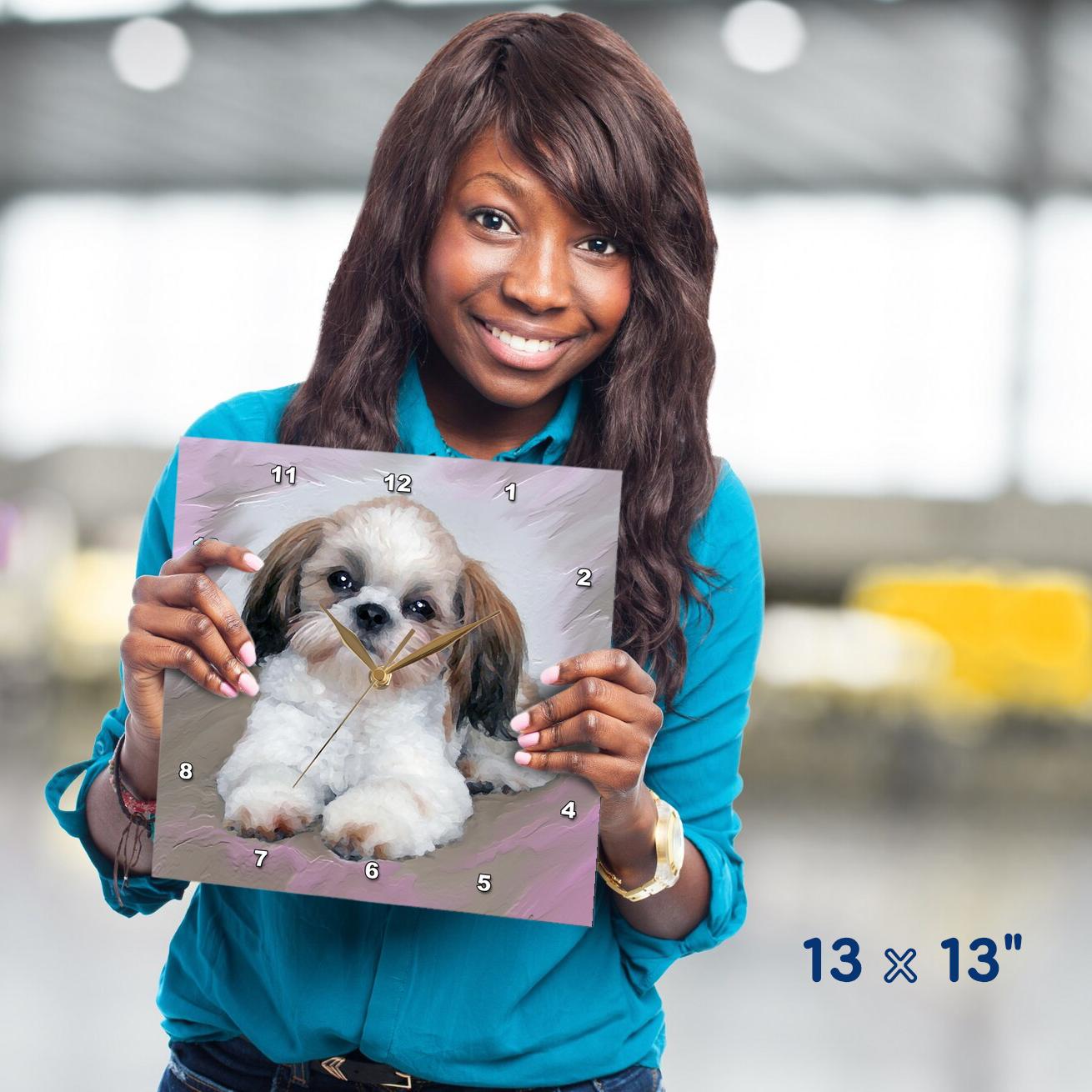 3dRose, Shih Tzu puppy, Wall Clock