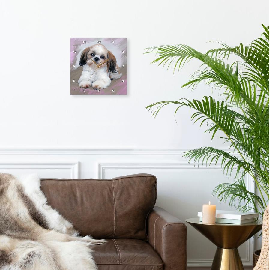 3dRose, Shih Tzu puppy, Wall Clock