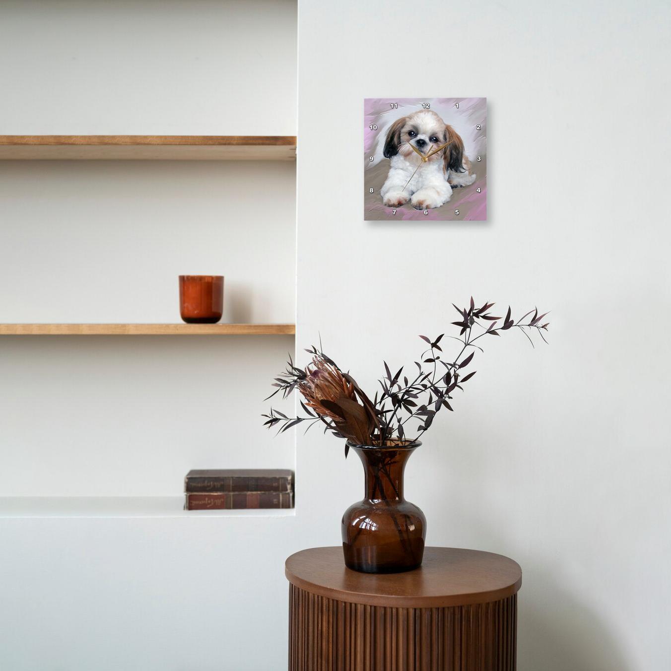 3dRose, Shih Tzu puppy, Wall Clock