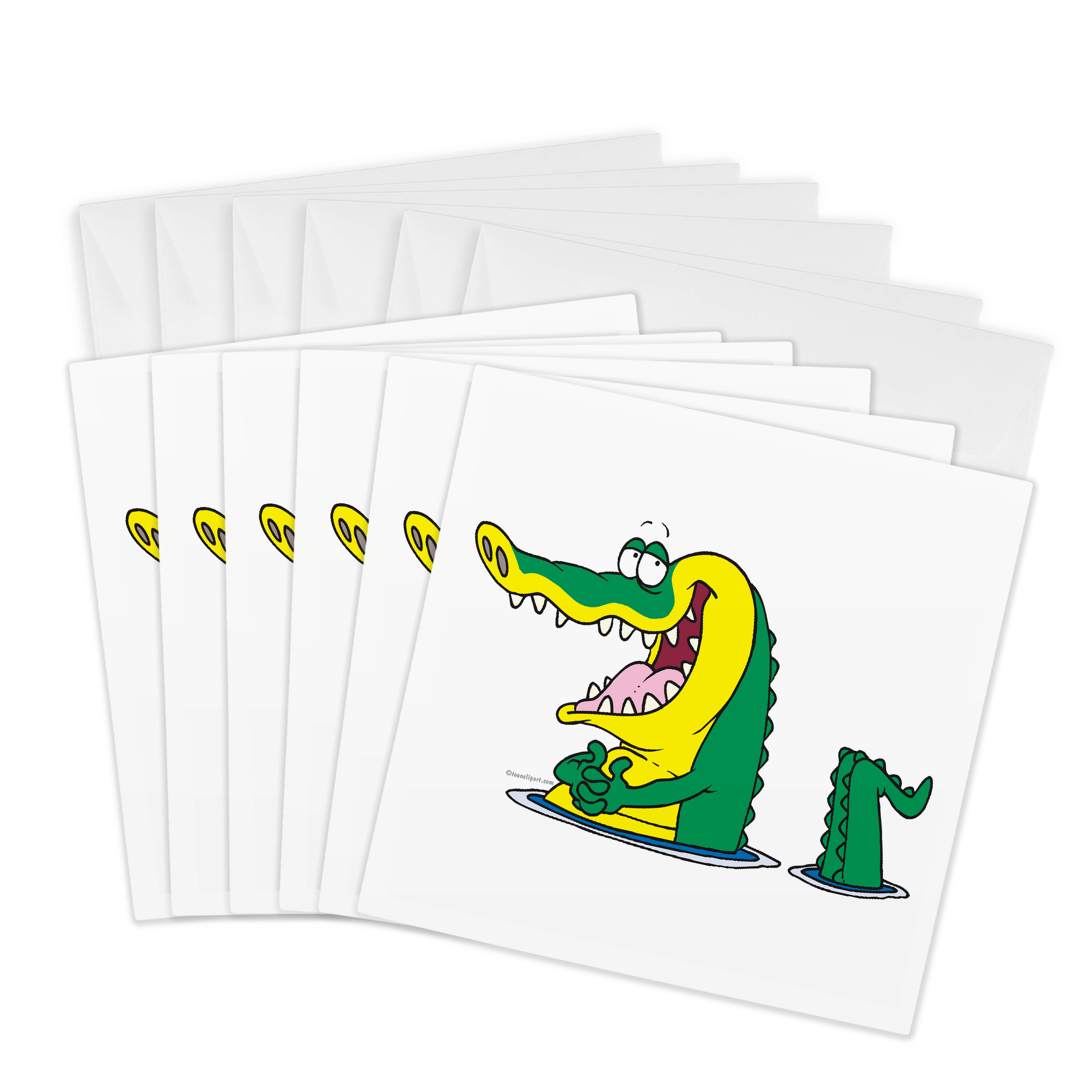 3dRose, Silly Alligator Crocodile Cartoon Character, Greeting Card