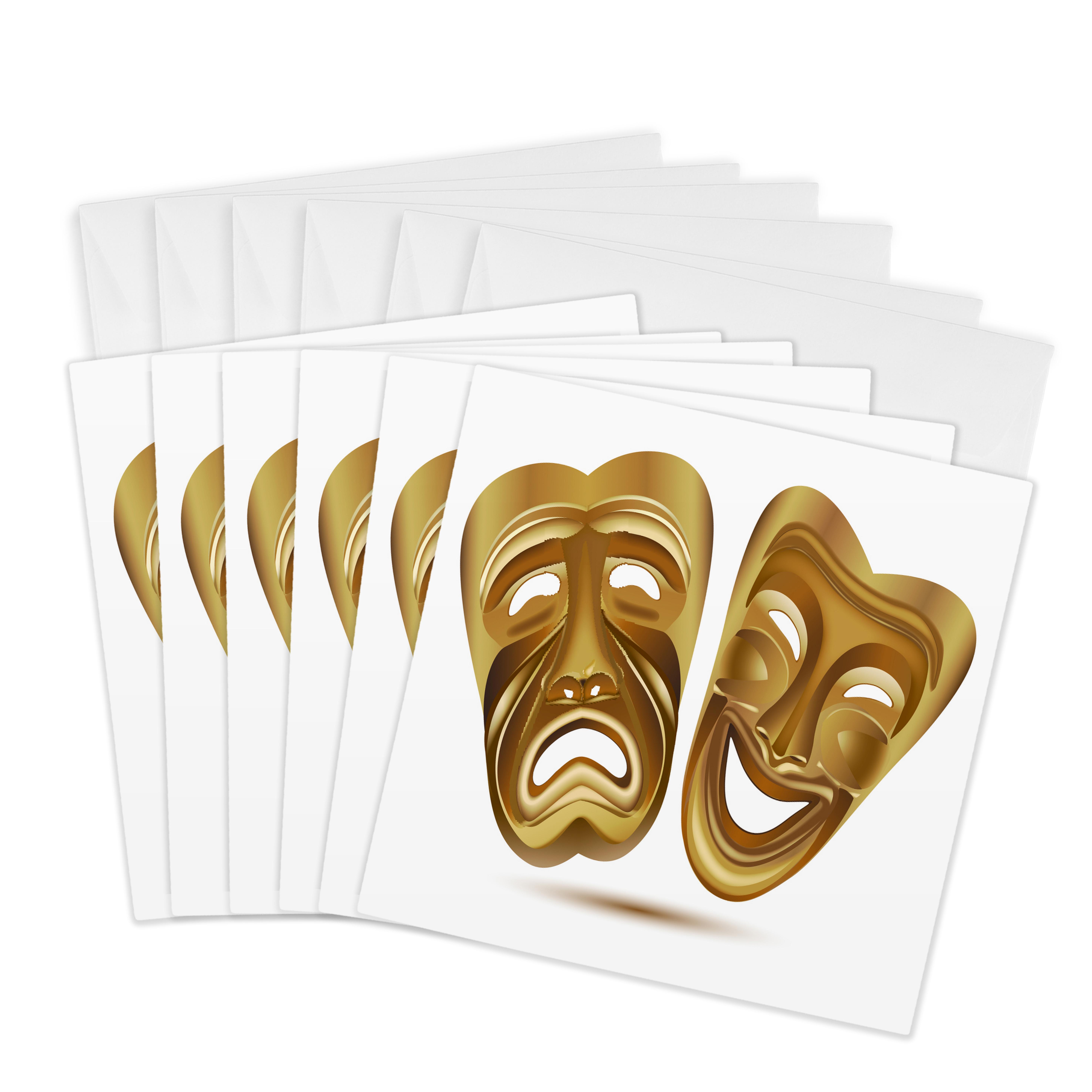 3dRose, Two Gold Drama Masks, Greeting Card - Picture 7 of 26