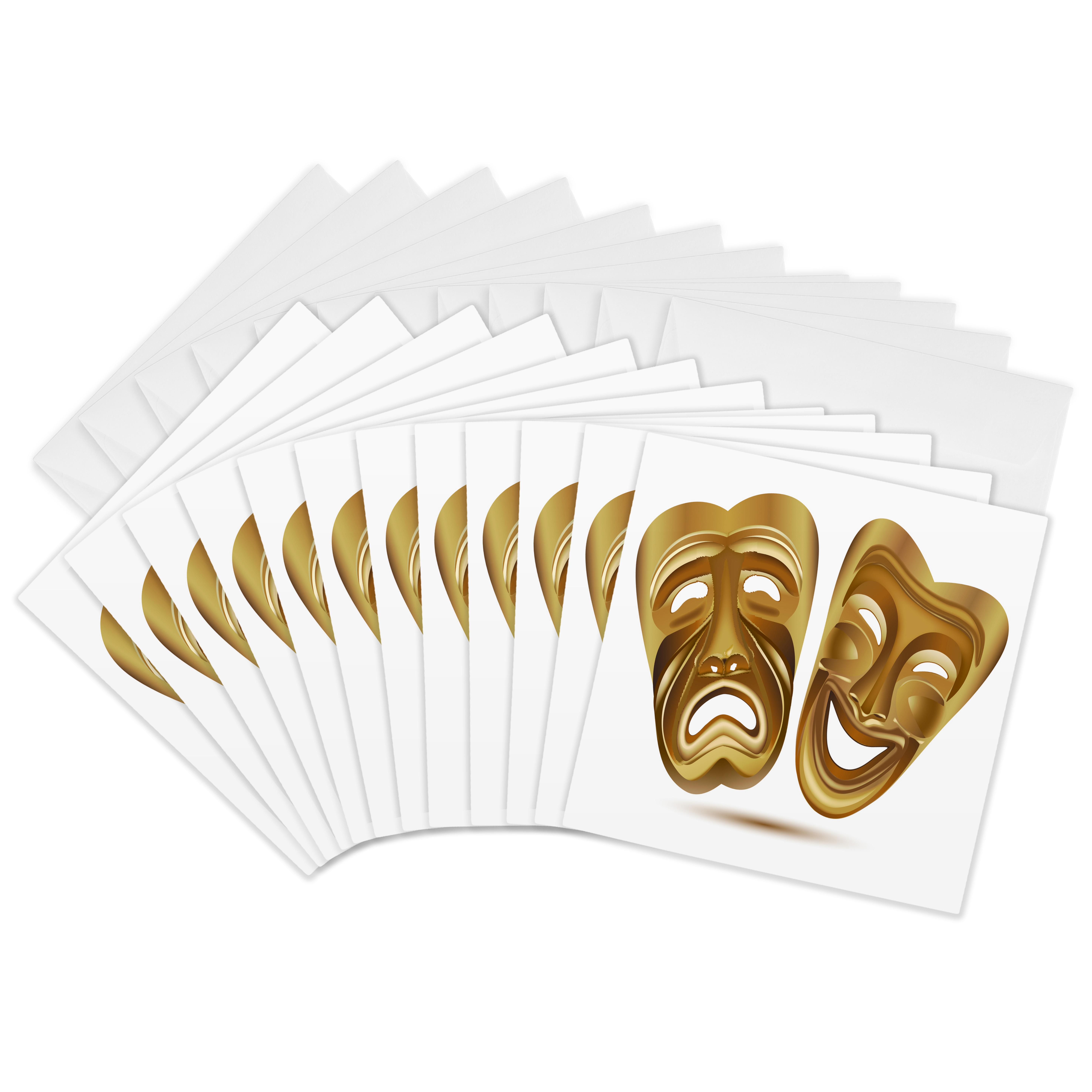 3dRose, Two Gold Drama Masks, Greeting Card - Picture 14 of 26