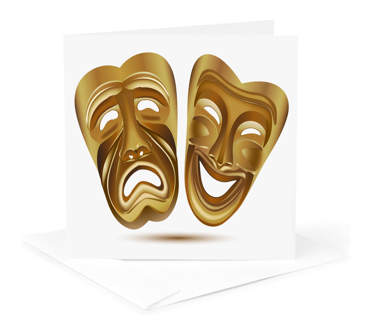 3dRose, Two Gold Drama Masks, Greeting Card - Picture 11 of 26