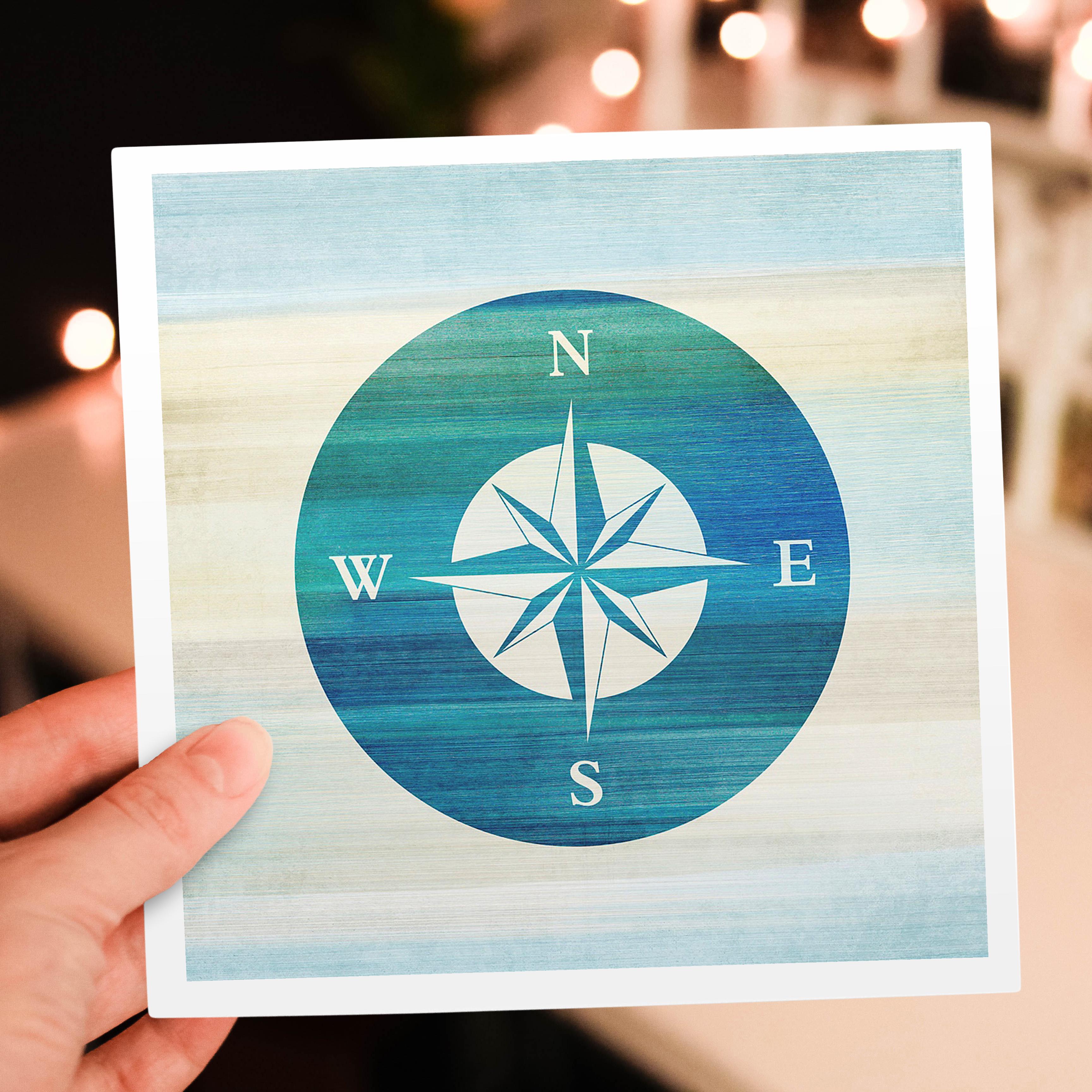 3dRose, Aqua Nautical Compass beach theme art, Greeting Card - Picture 13 of 26