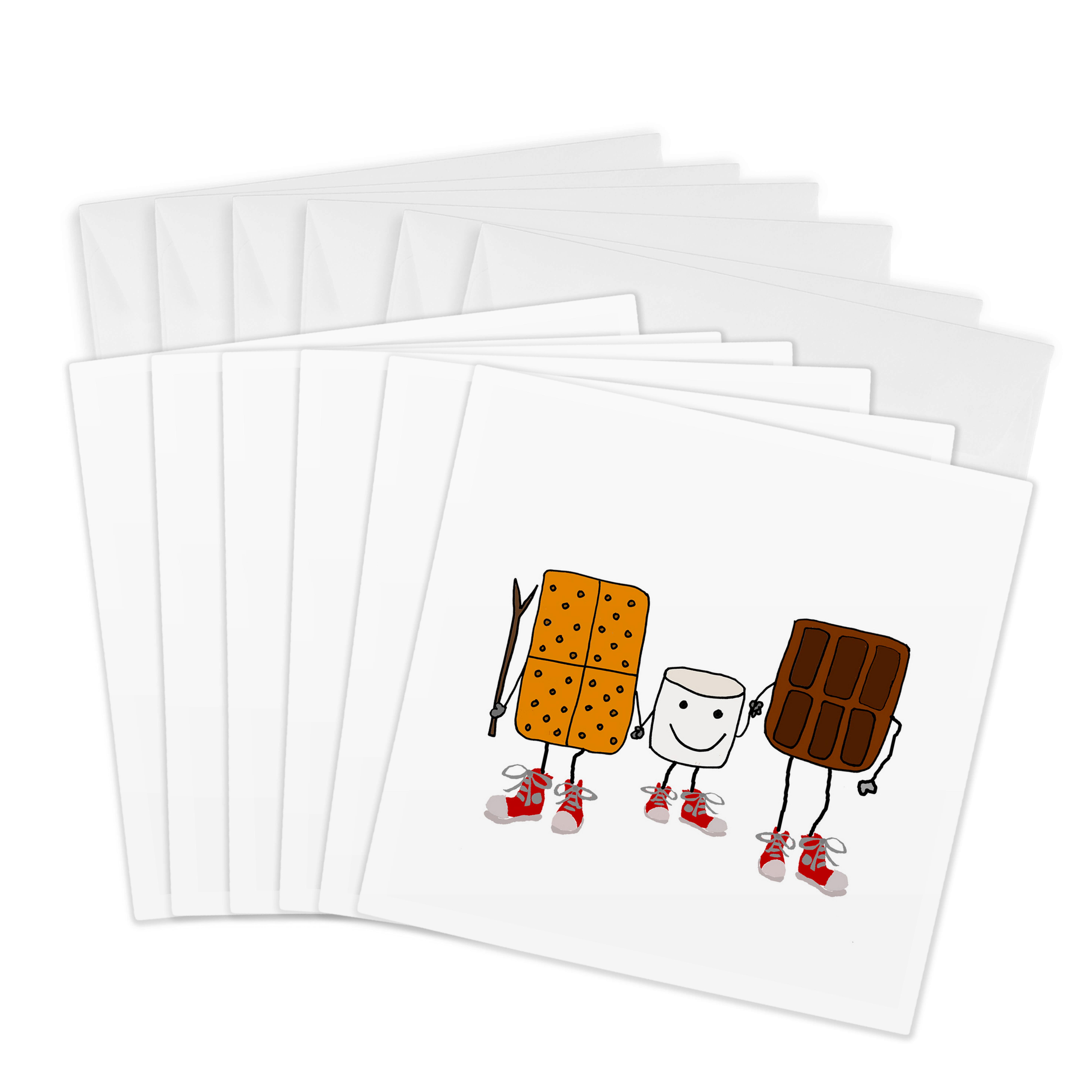 3dRose, Funny Cute Smores Cartoon with Chocolate and Marshmallow, Greeting Card - Afbeelding 7 van 26
